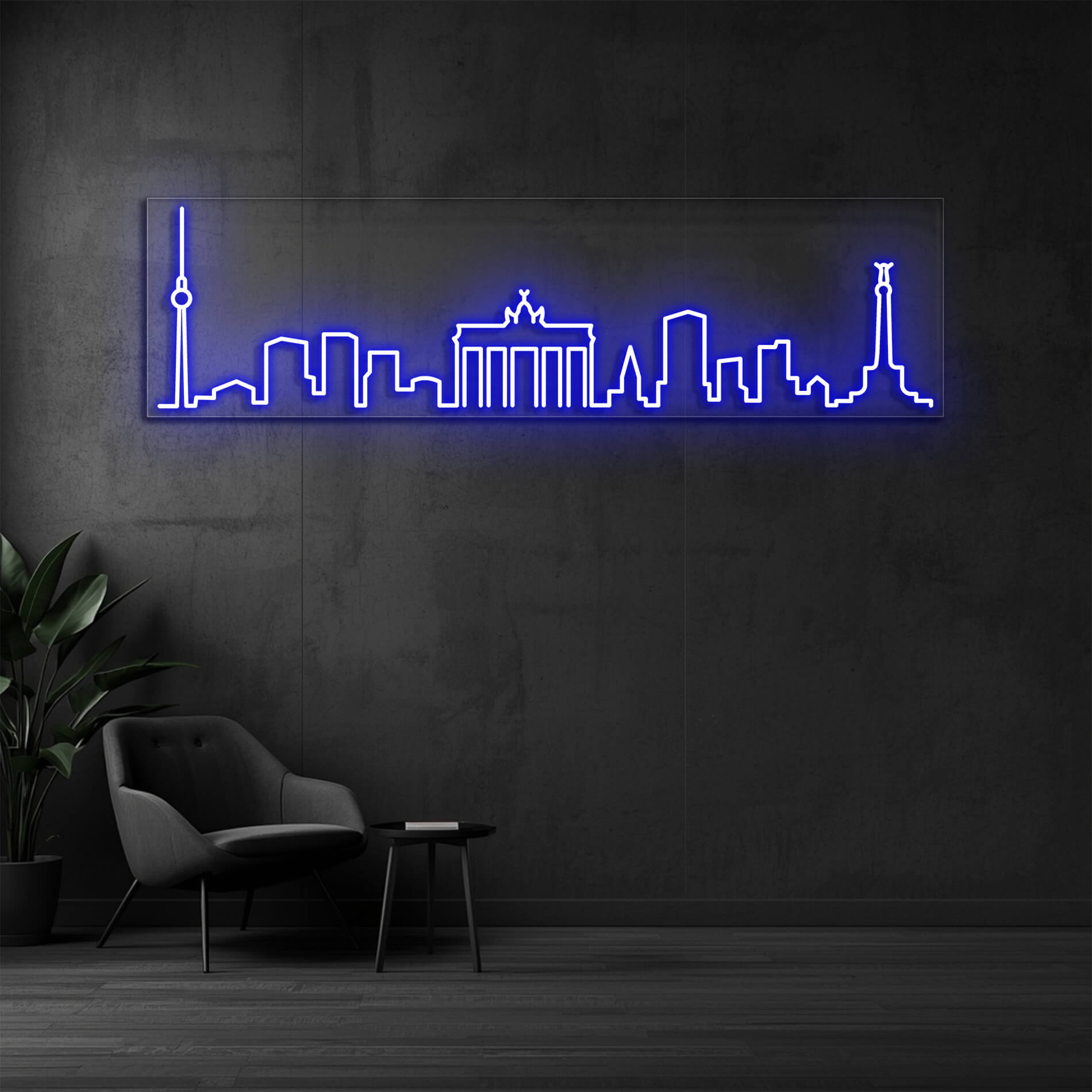 LED Neon Schild Berlin in blau als stilvolle Neonbeleuchtung für Büro oder Geschäft