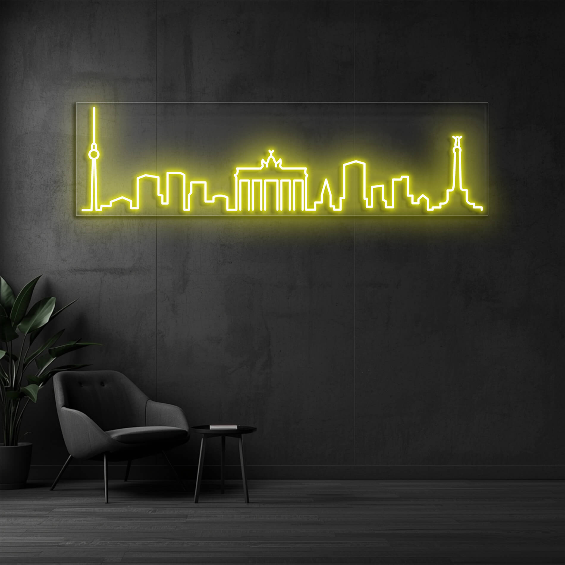 LED Neon Schild Berlin in gelb als stilvolle Neonbeleuchtung für Büro oder Geschäft