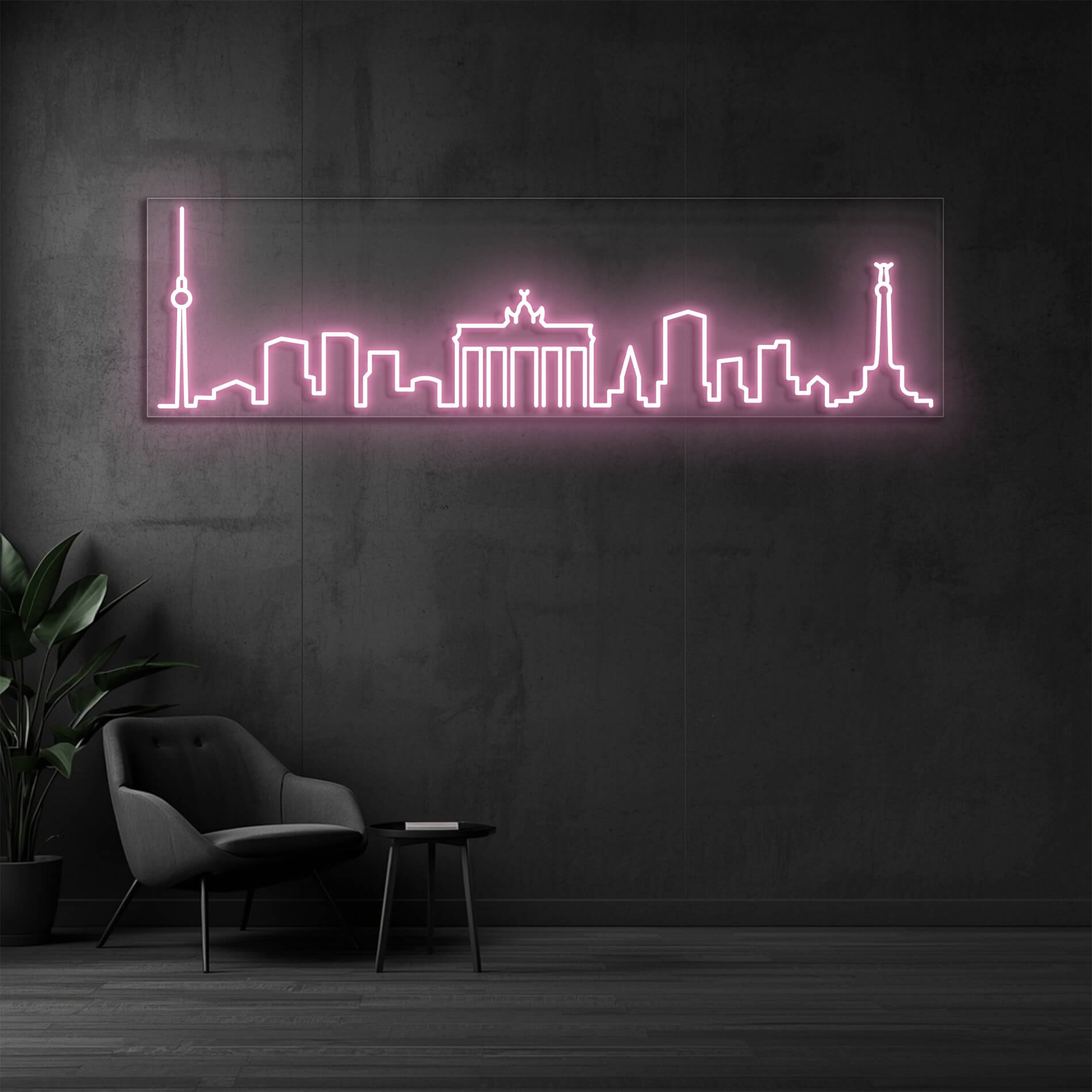 LED Neon Schild Berlin in light-pink als stilvolle Neonbeleuchtung für Büro oder Geschäft