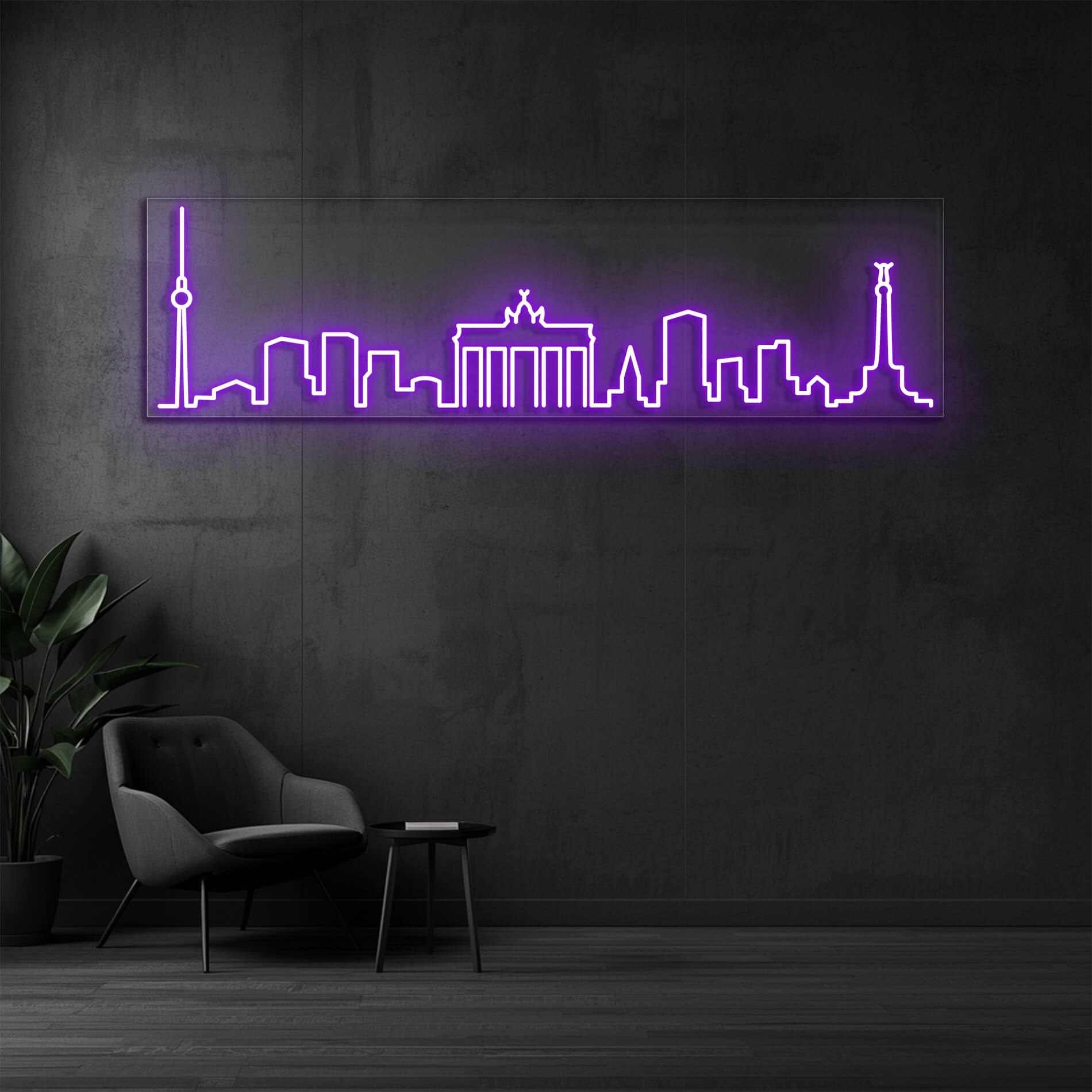 LED Neon Schild Berlin in violett als moderne Berlin Wanddeko