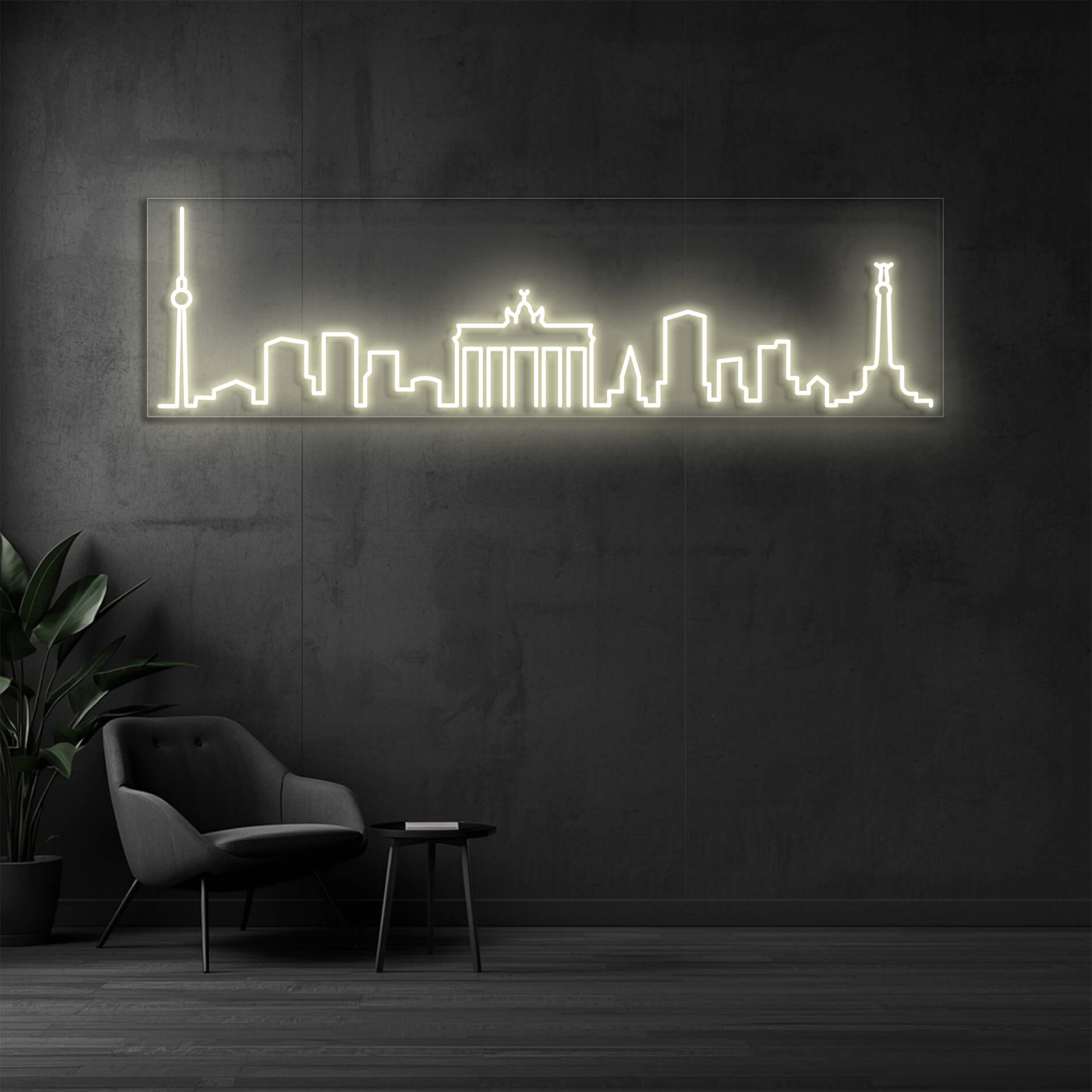 LED Neon Schild Berlin in warm weiss als stilvolle Neonbeleuchtung für Büro oder Geschäft