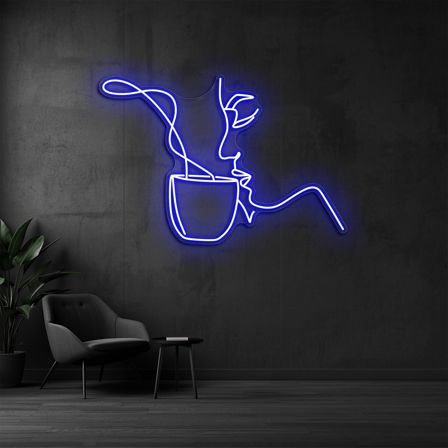 LED Neon Schild Café in blau als stilvolle Beleuchtung für Coffee Shops