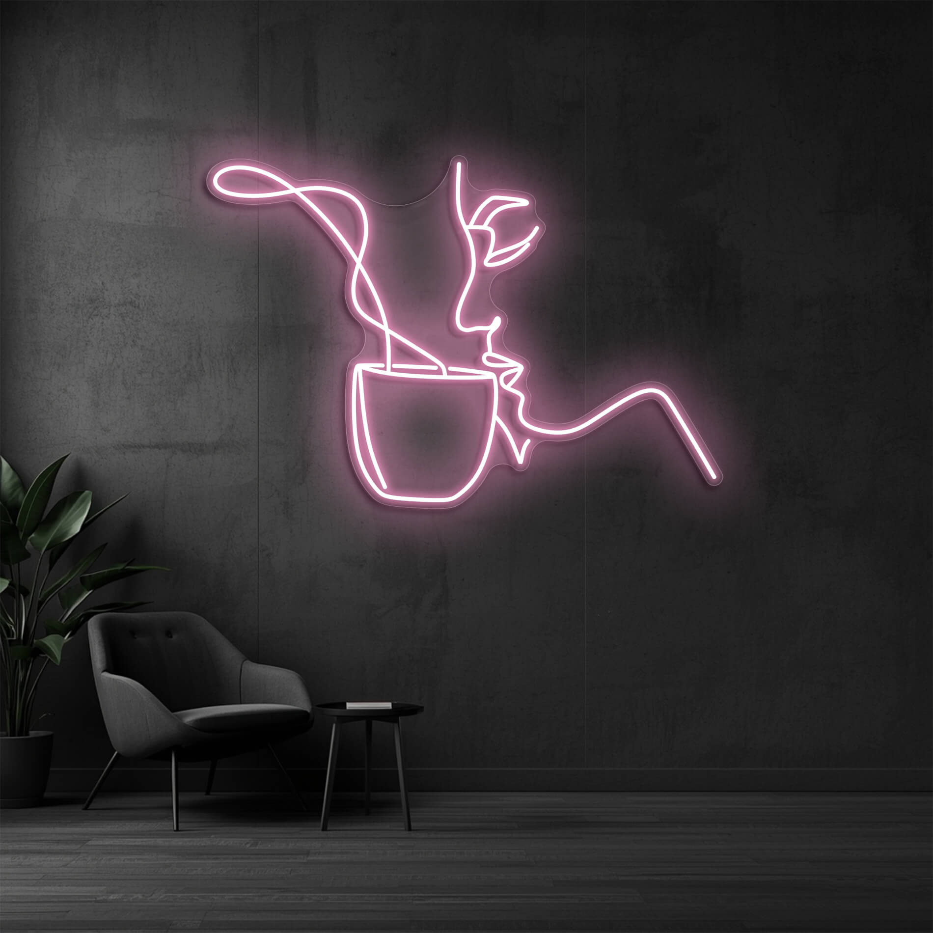LED Neon Café Schild in light-pink als moderne Wandbeleuchtung für Gastronomiebetriebe