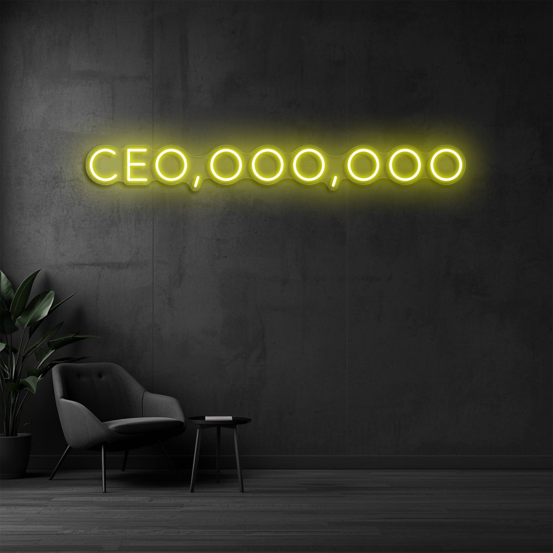 LED Neon Schild CEO in gelb als inspirierendes Neonlicht für Business Räume