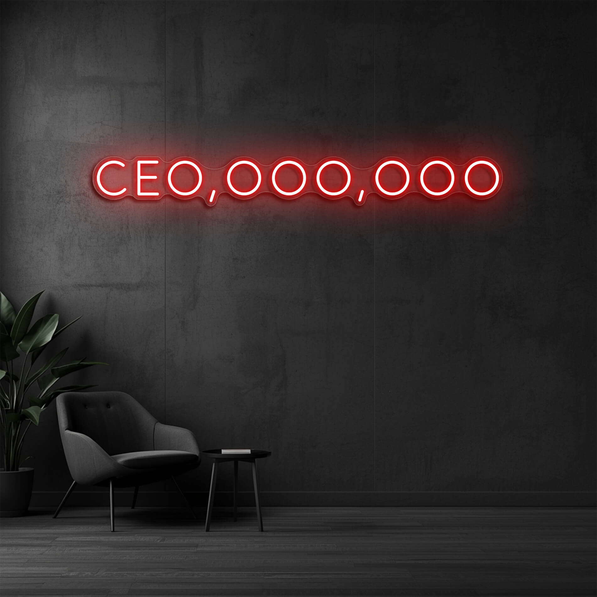 LED Neon Schild CEO in rot als Statement Beleuchtung für Führungskräfte