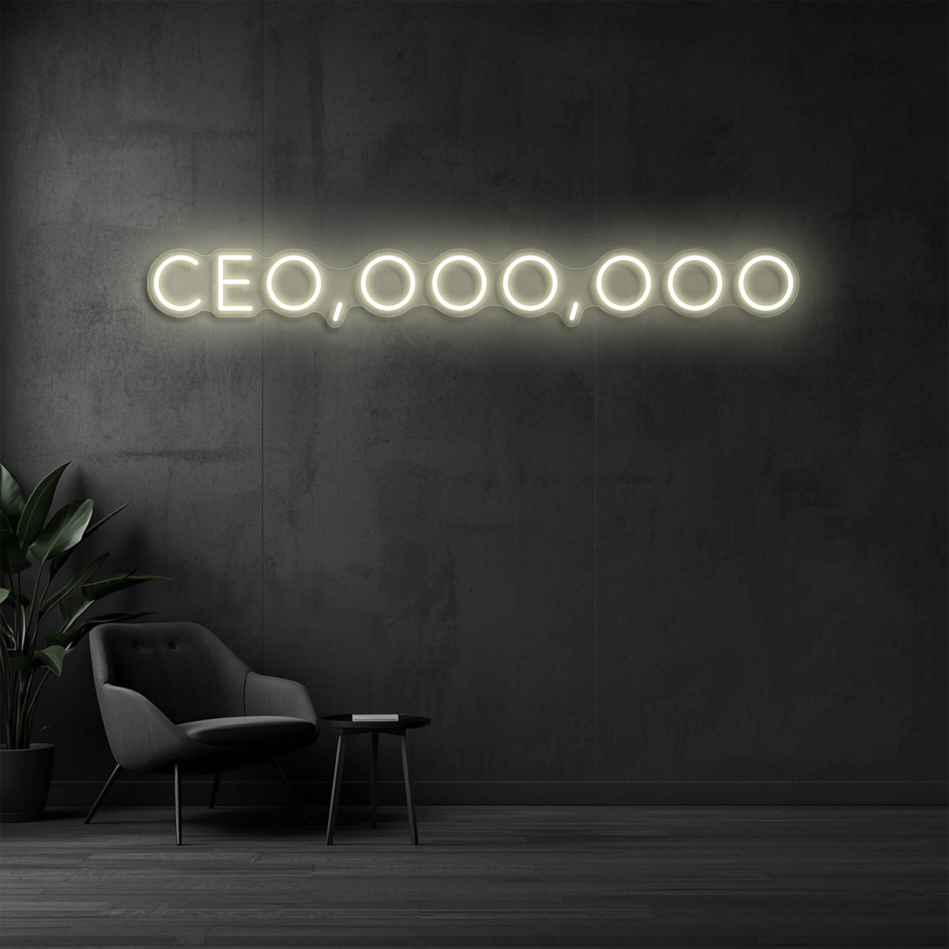 LED Neon Schild CEO in warm weiss als Statement Beleuchtung für Führungskräfte