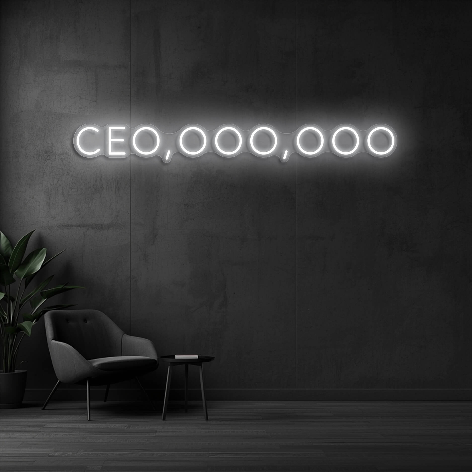 LED Neon Schild CEO in weiss als inspirierendes Neonlicht für Business Räume