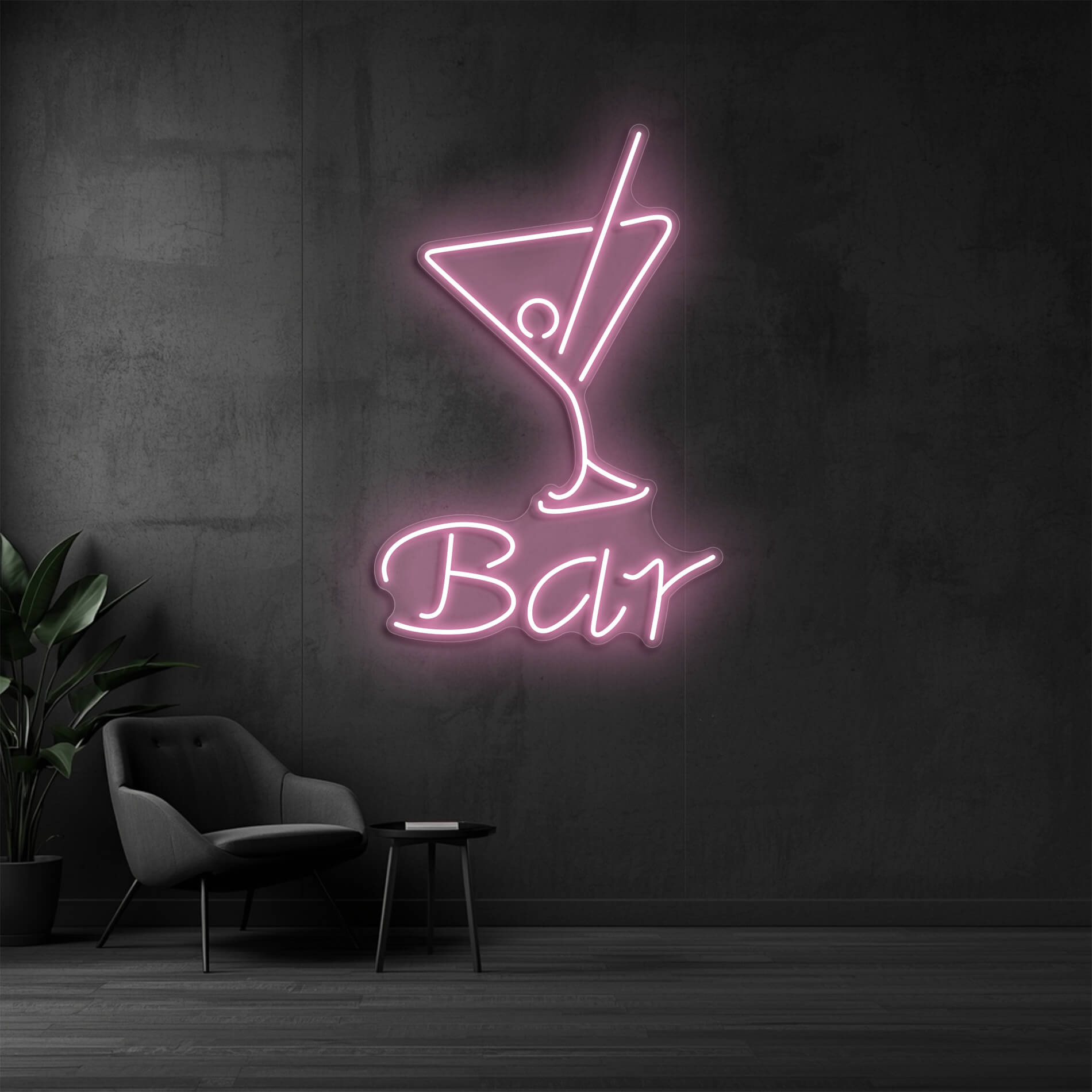 LED Neon Cocktail Schild in light pink als Neonbeleuchtung für Cocktailbars und Gastronomie