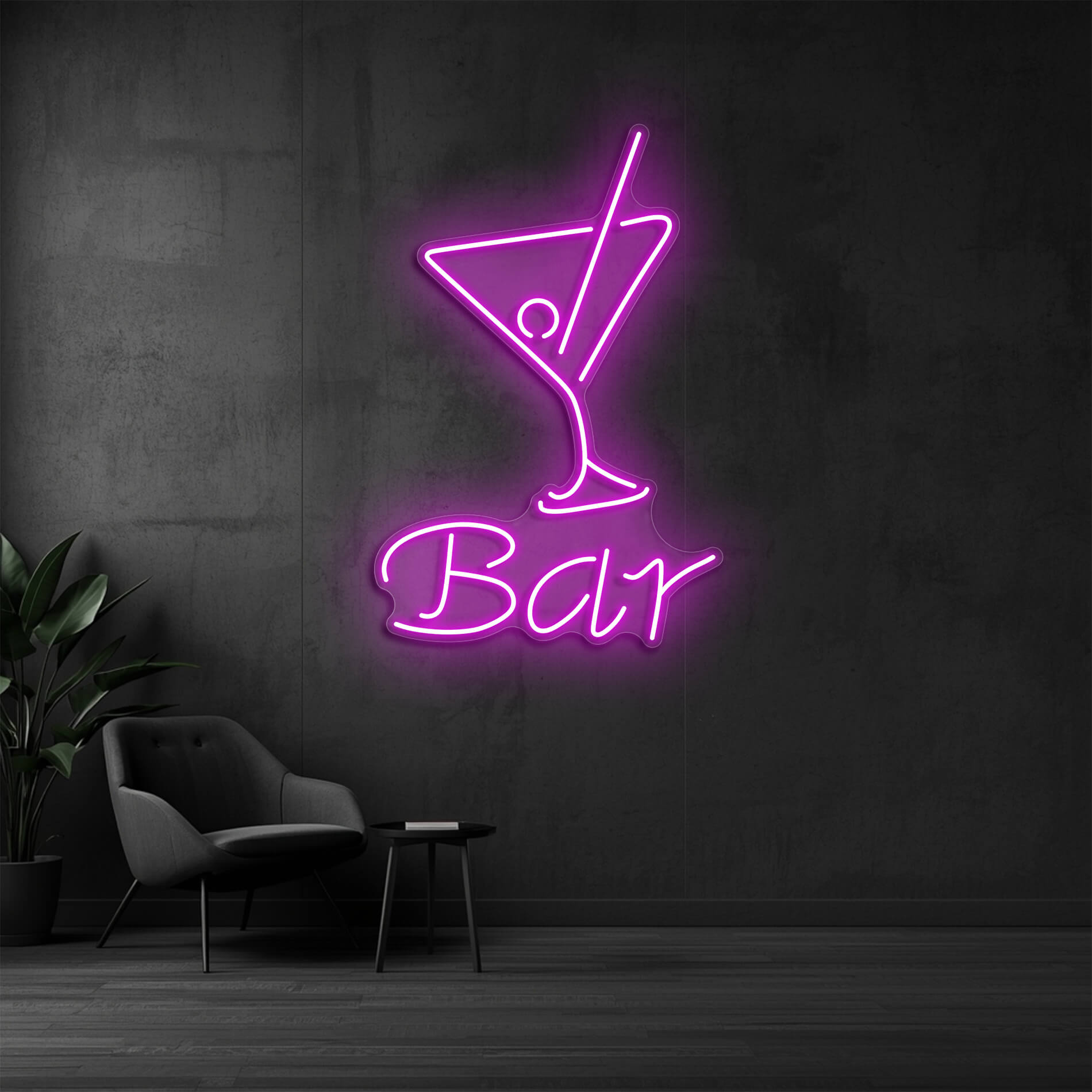 LED Neon Cocktail Schild in pink als Neonbeleuchtung für Cocktailbars und Gastronomie