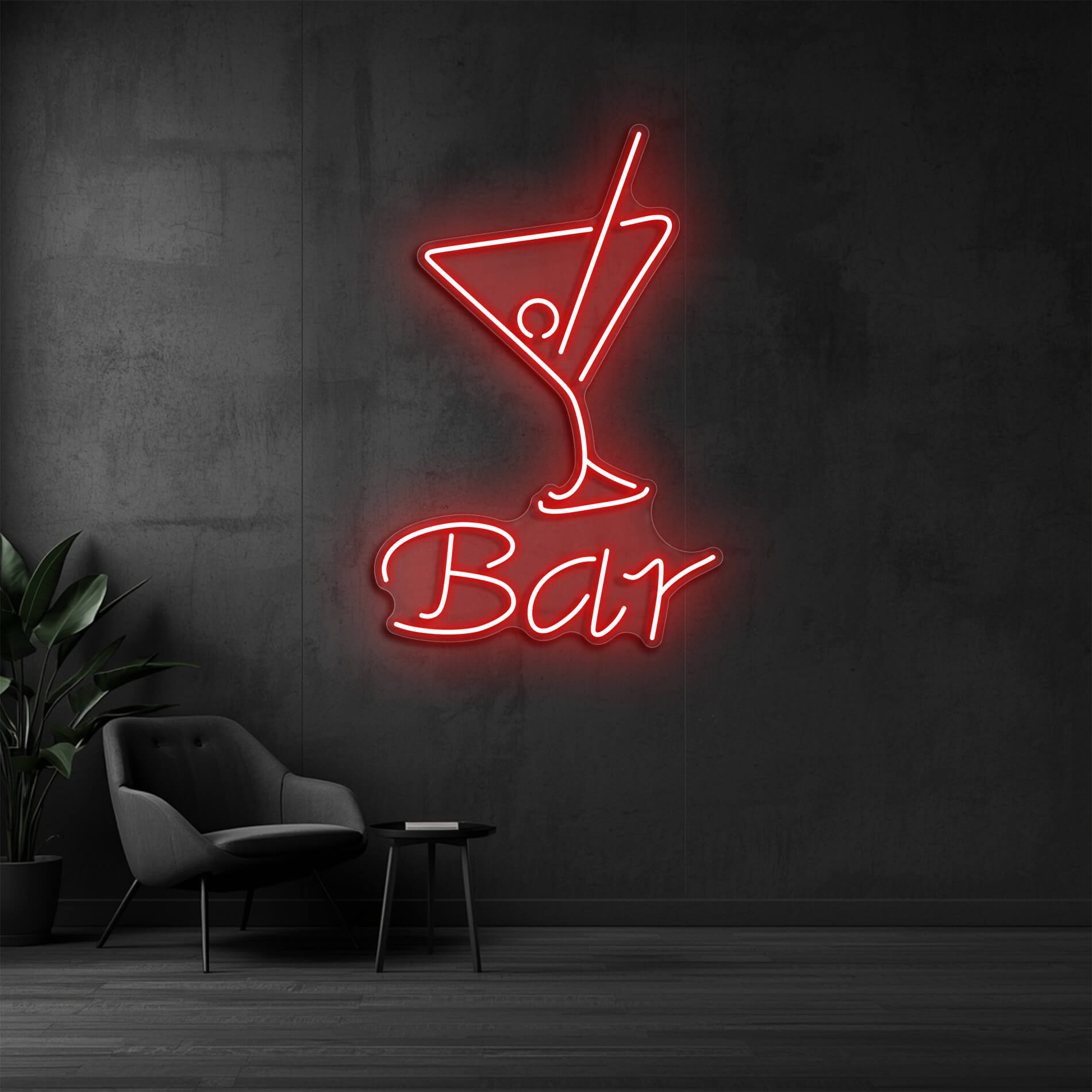 LED Neon Cocktail Schild in rot als stilvolle Neonbeleuchtung für Cocktailbars und Lounges