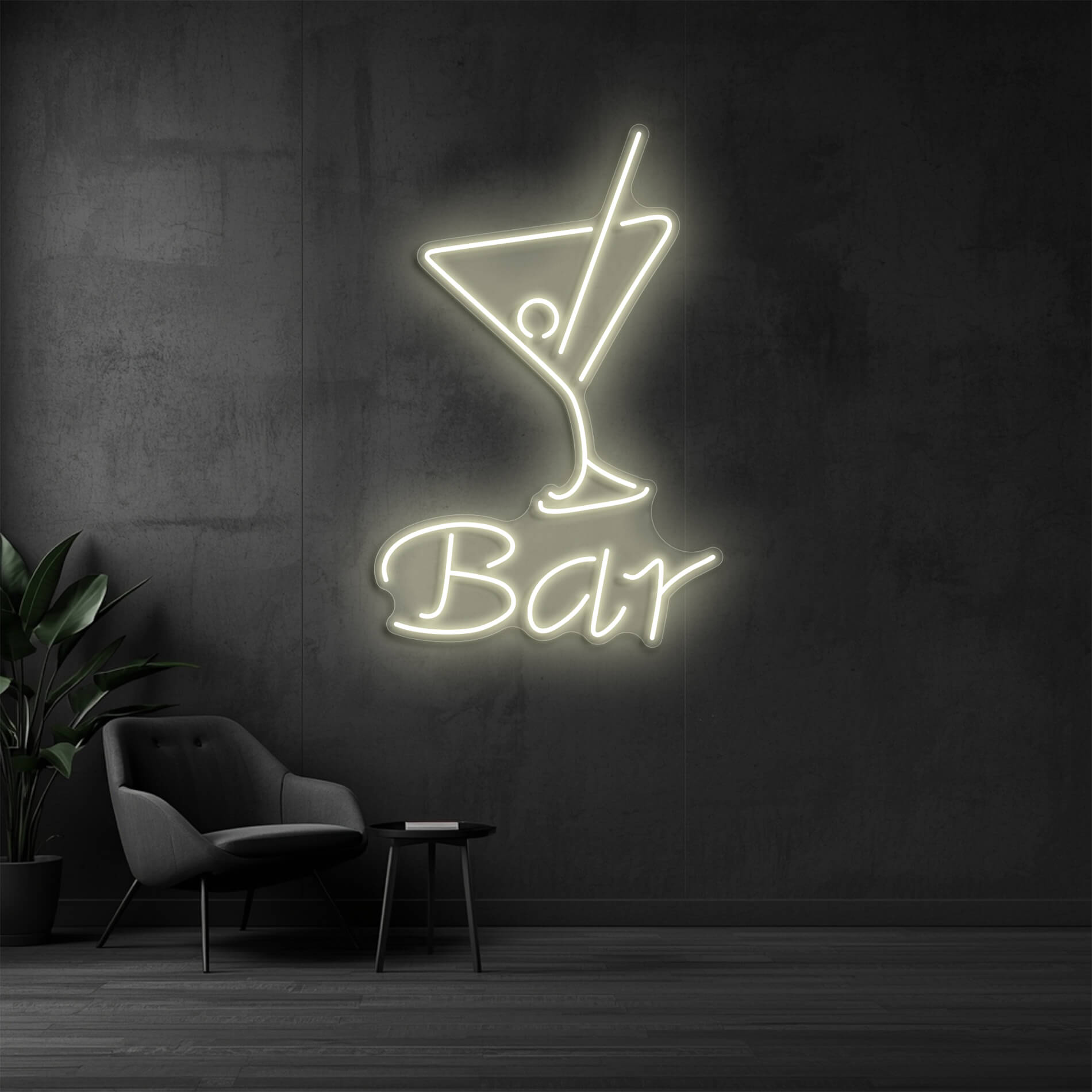 LED Neon Cocktail Schild in warm weiß als auffälliges Neonschild für Bars, Restaurants und Unternehmen