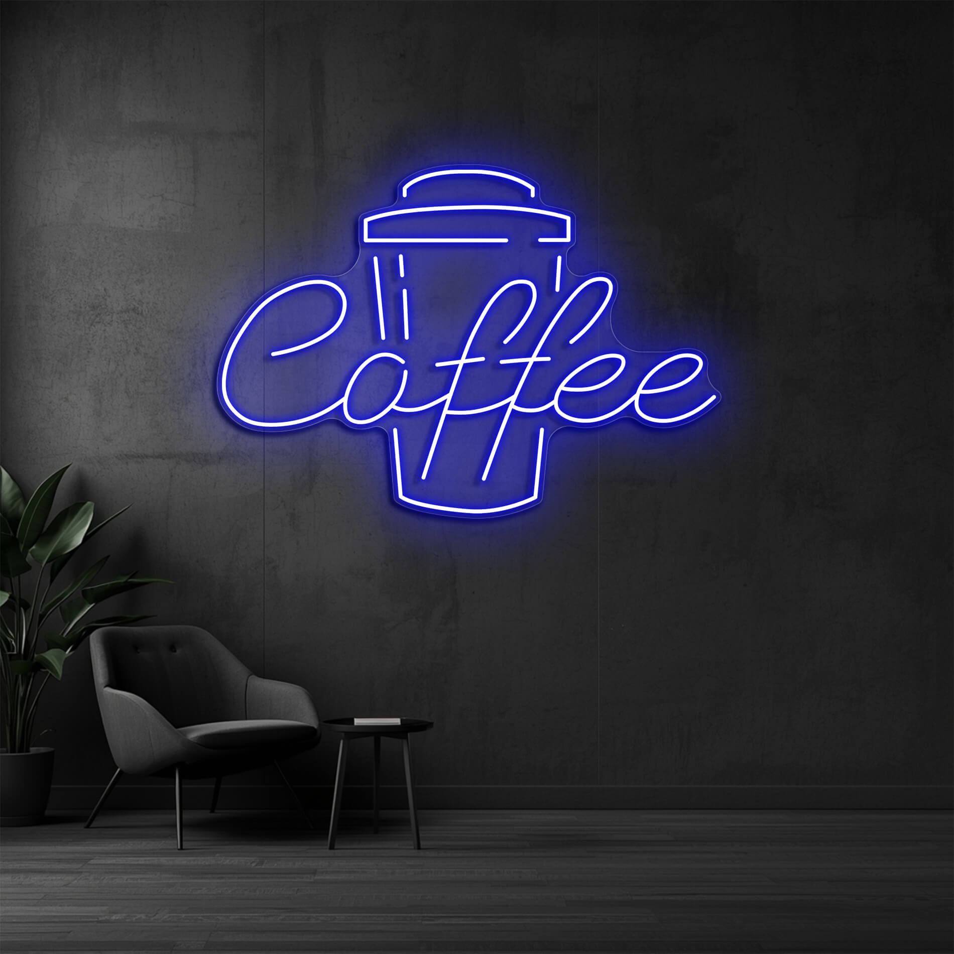 LED Neon Schild Coffee in blau als dekorative Beleuchtung für Coffee Shops