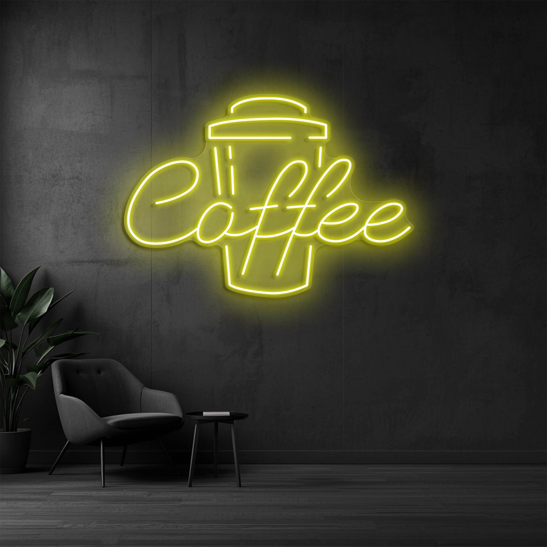 LED Neon Coffee Sign in gelb als stilvolle Beleuchtung für Gastronomiebetriebe
