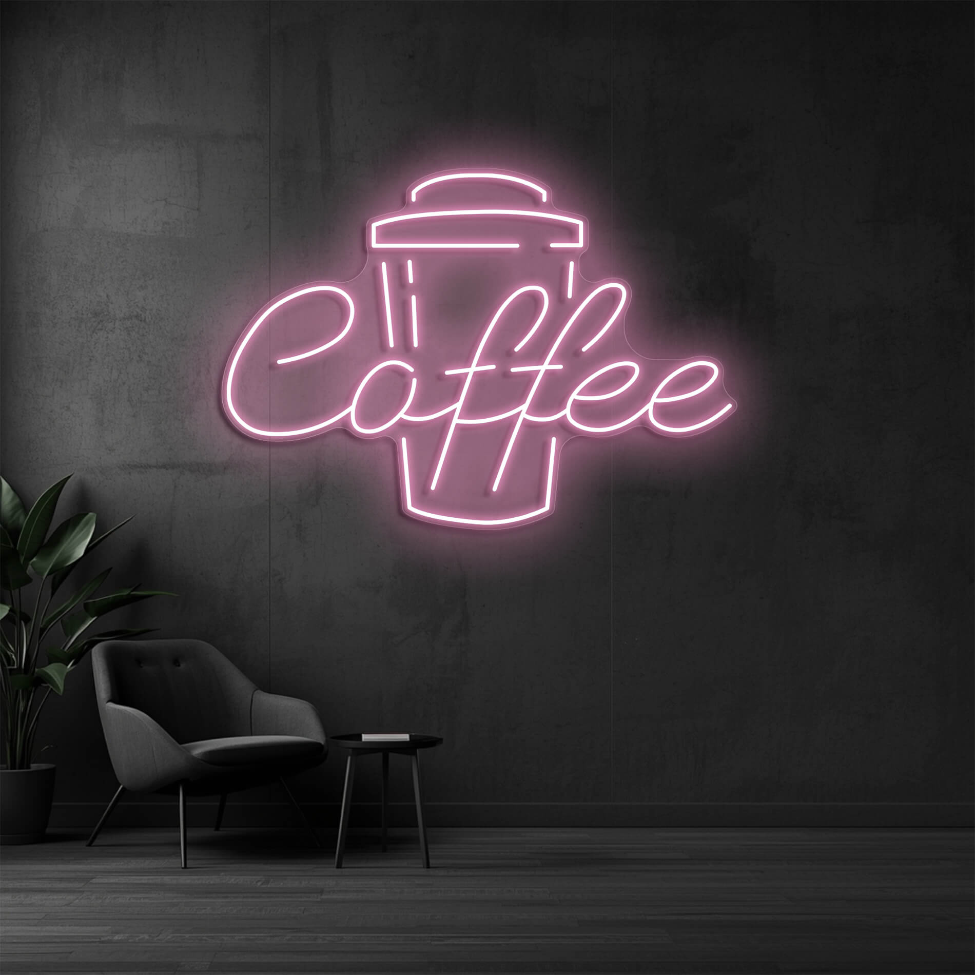 Coffee Neon Beleuchtung in light-pink als dekoratives Licht für Events und Cafébereiche