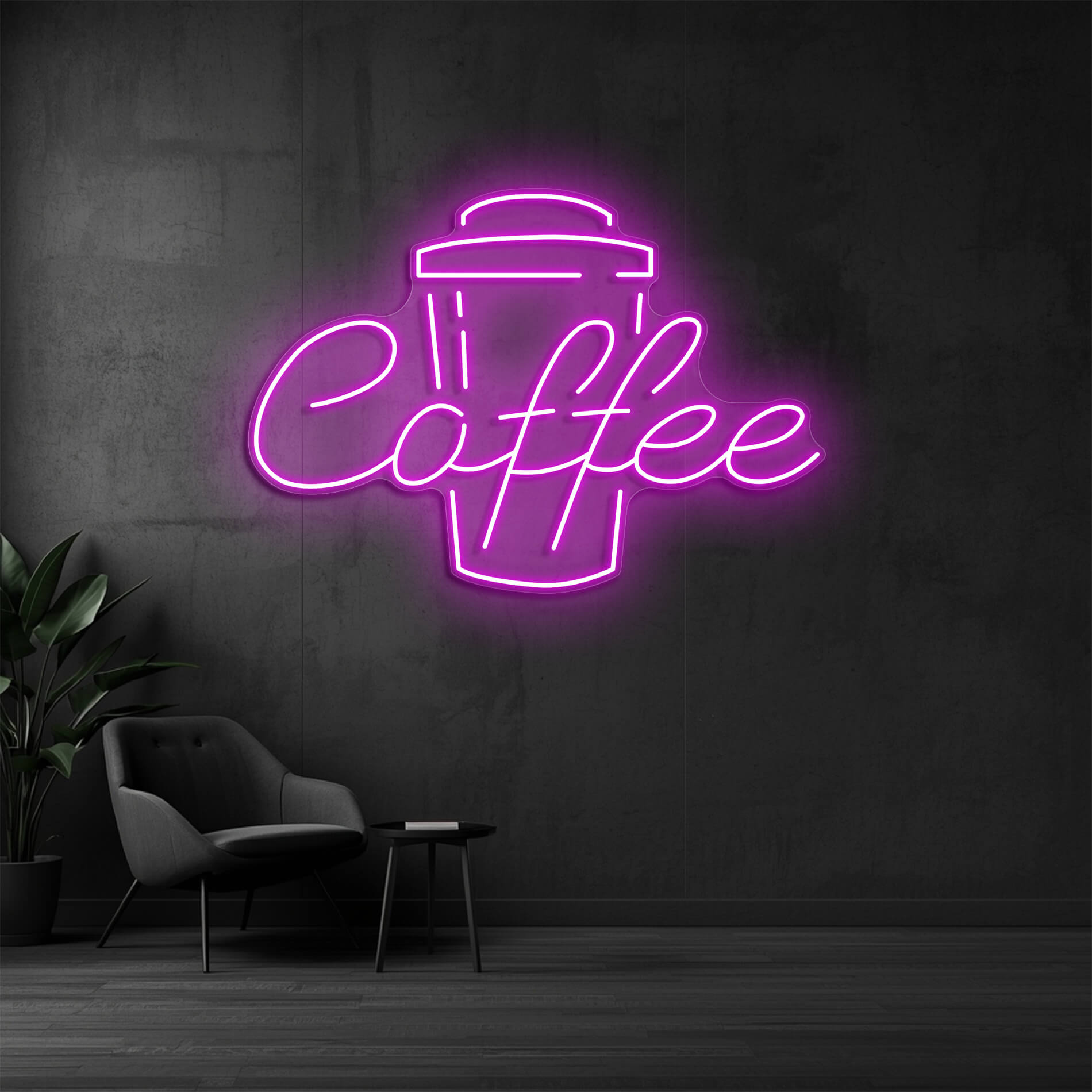 Coffee Neon Beleuchtung in pink als dekoratives Licht für Events und Cafébereiche