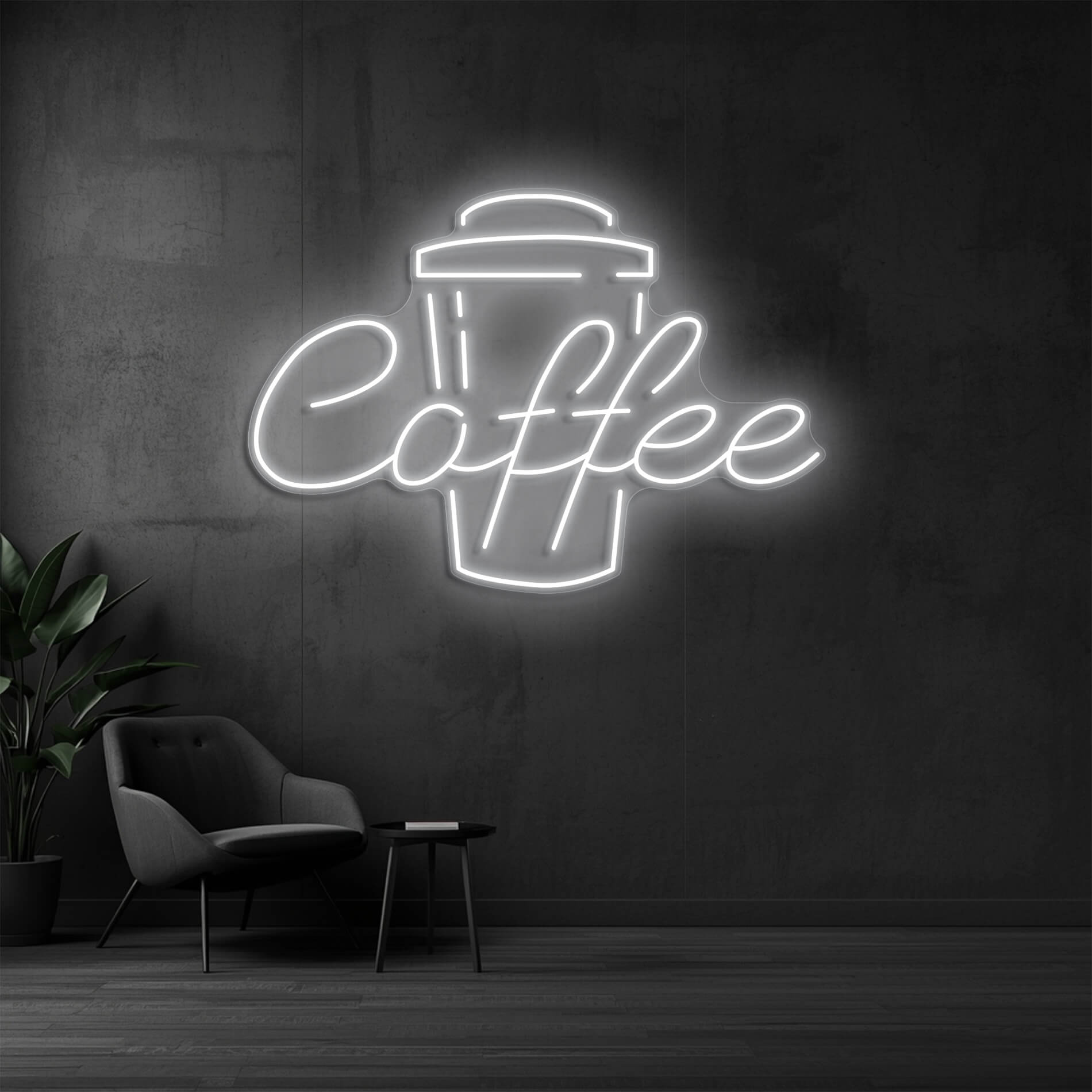 LED Neon Coffee Sign in weiss als stilvolle Beleuchtung für Gastronomiebetriebe