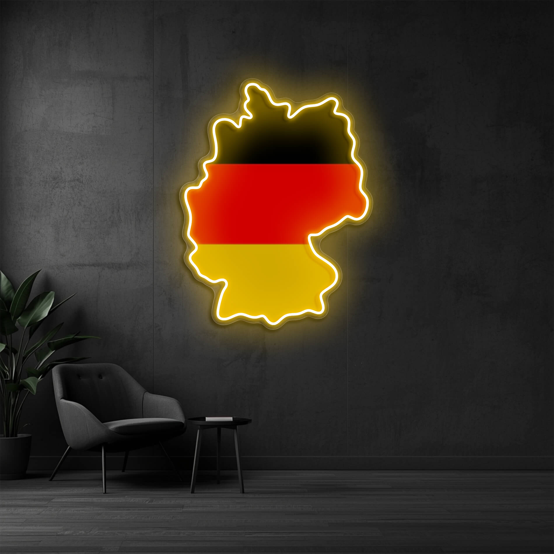 Deutschland Neon Wandlicht in gold-gelb aus deutscher Produktion