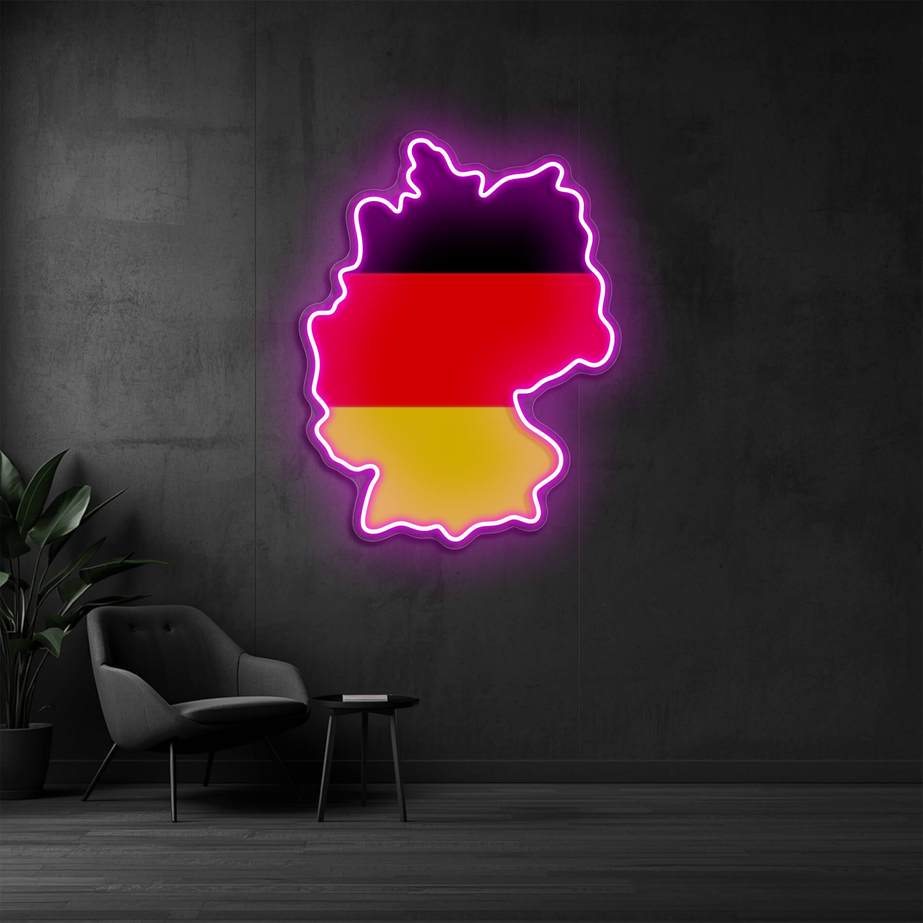 Neon Deutschlandkarte aus Deutschland als moderne Wandbeleuchtung in pink