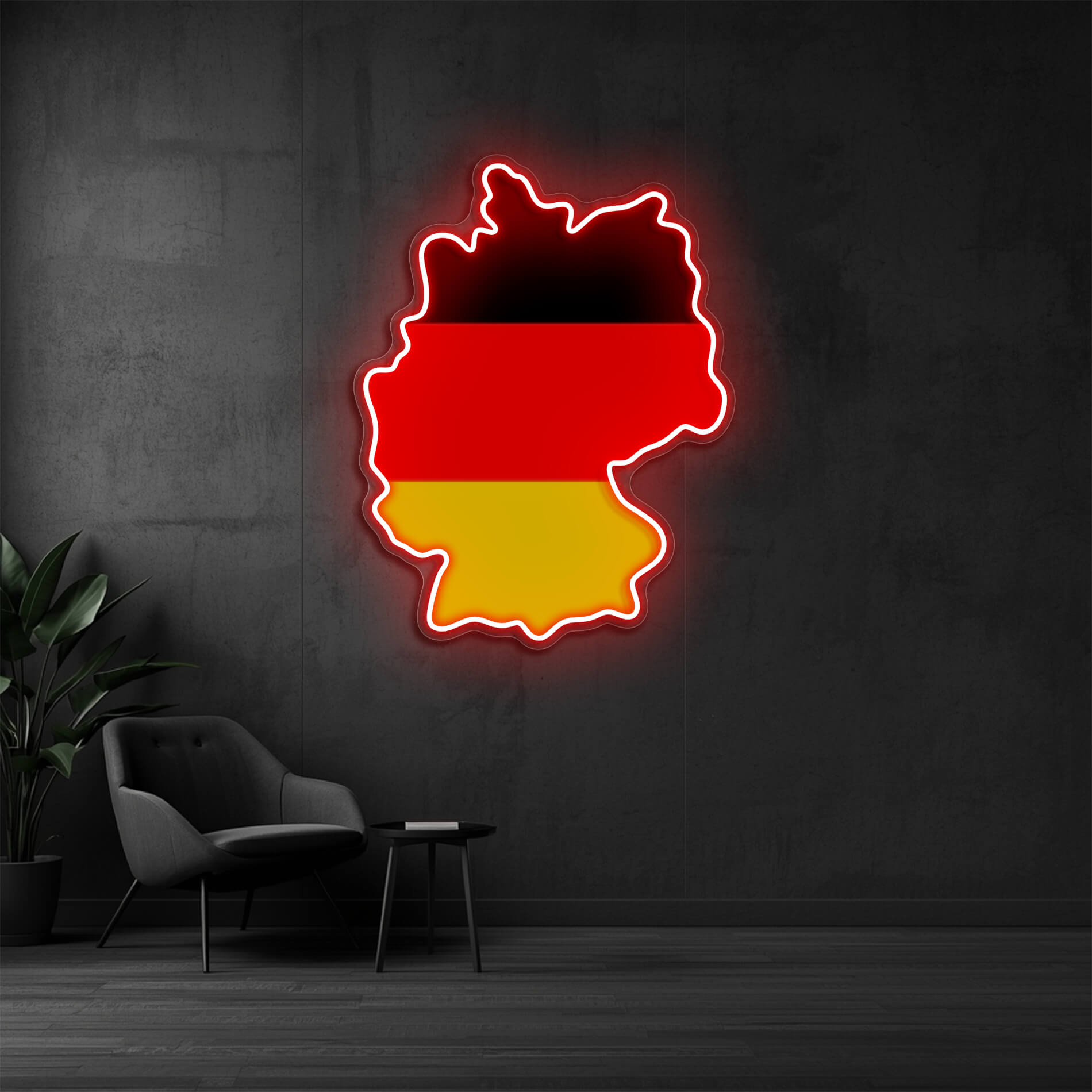 LED Neonschild Deutschland in rot als leuchtende Deutschlandkarte