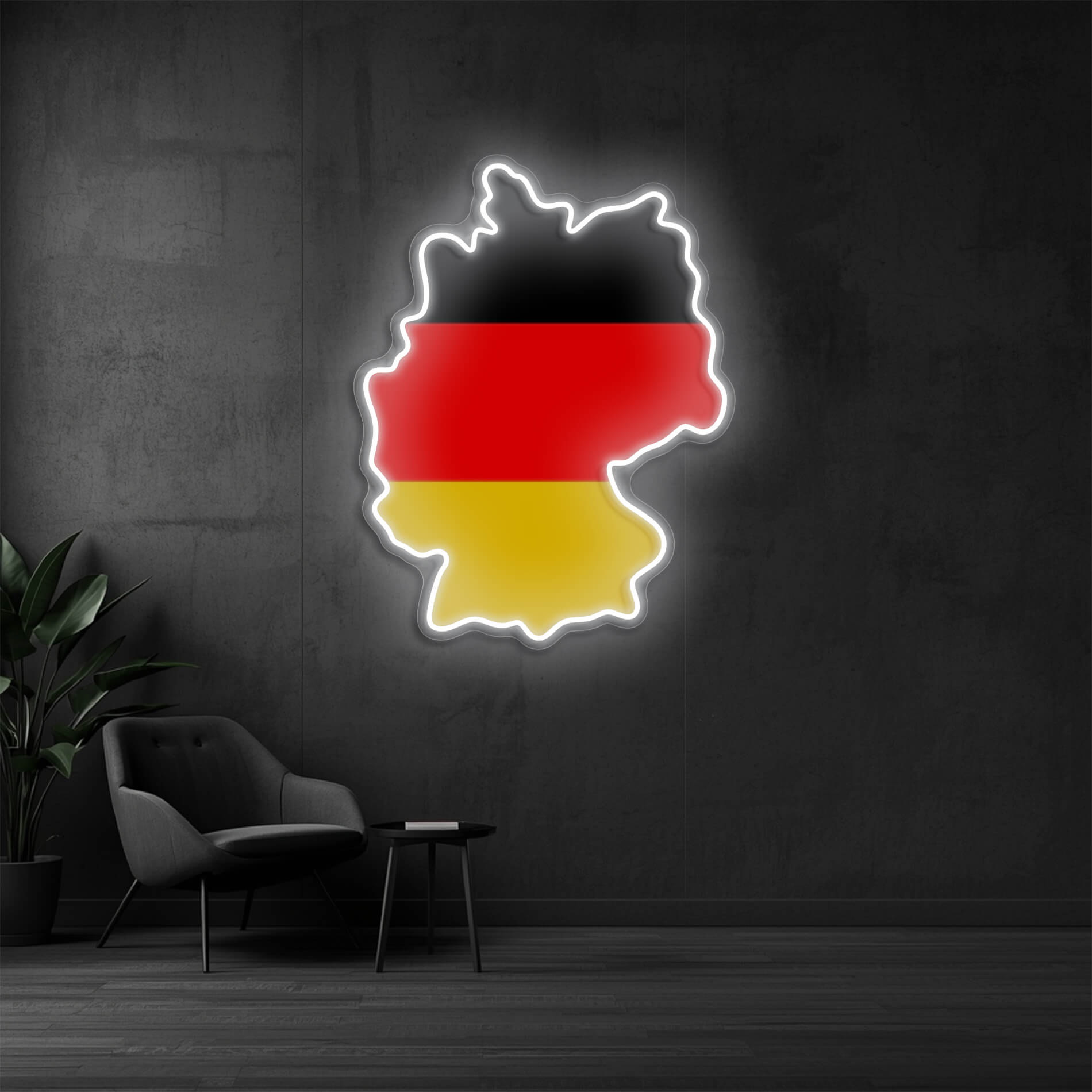 Neon Deutschlandkarte aus Deutschland als moderne Wandbeleuchtung in weiss