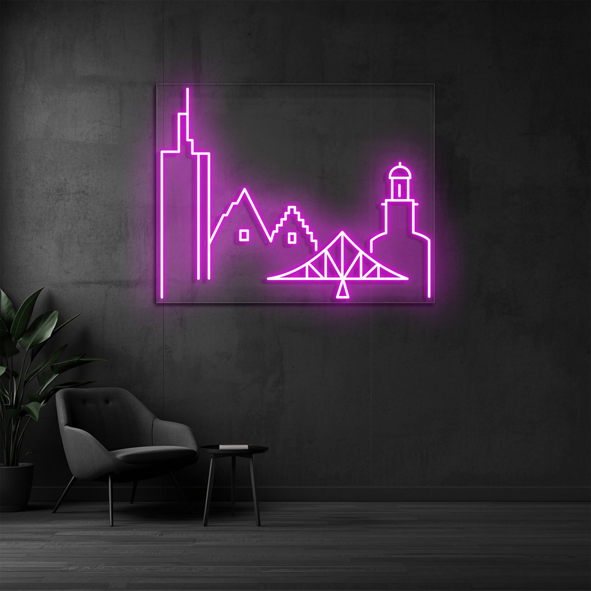 LED Neon Schild Frankfurt in pink als dekorative Neonbeleuchtung für Events und Veranstaltungen