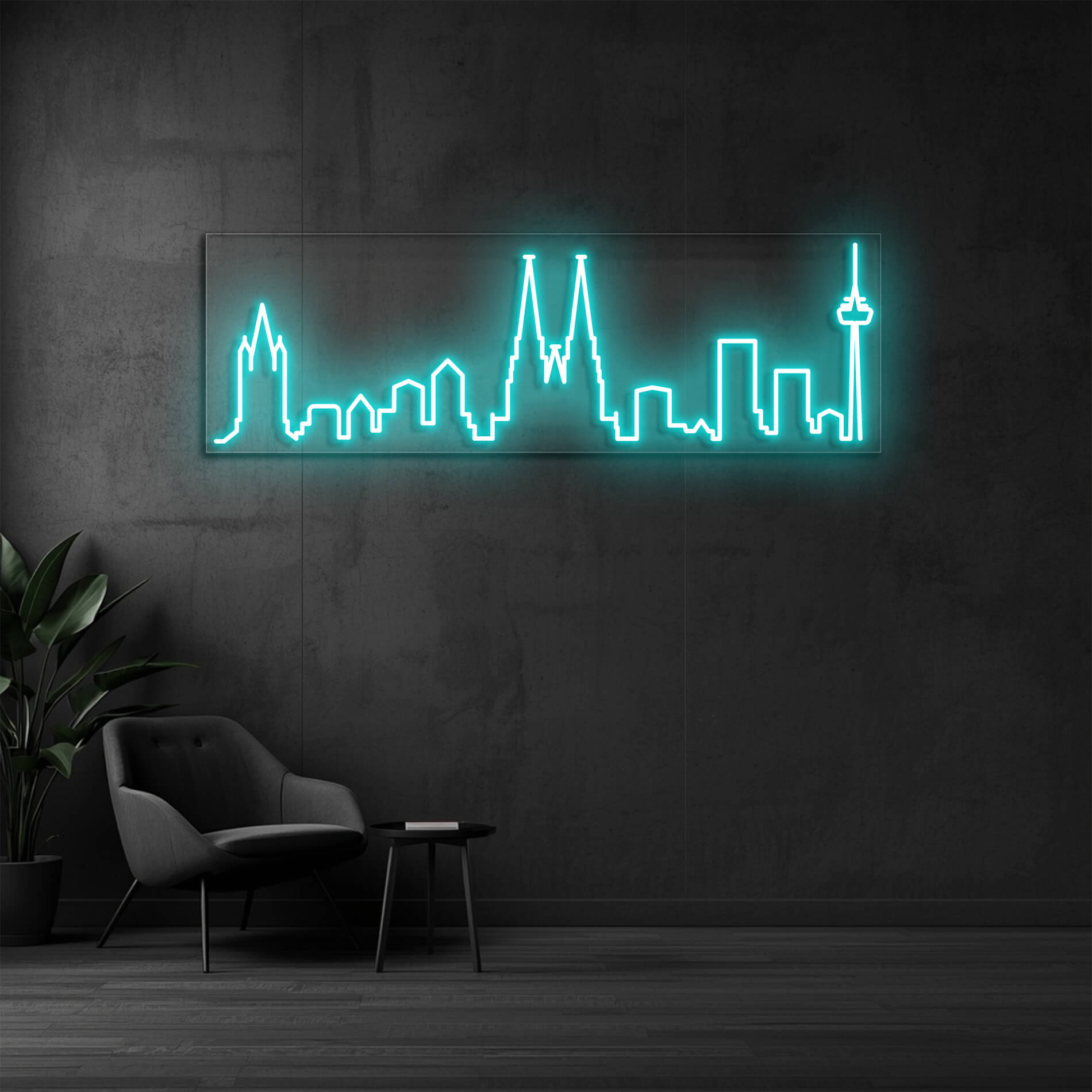 LED Neon Schild Köln in eis-blau als stilvolle Neonbeleuchtung für Büro oder Unternehmen