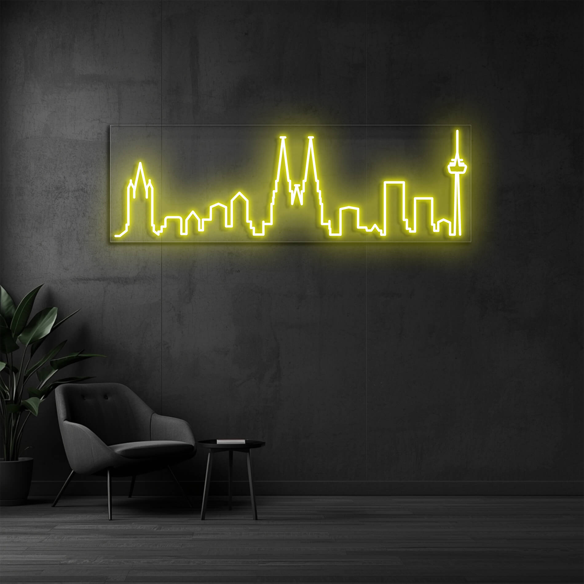 LED Neon Schild Köln in gelb als dekorative Neonbeleuchtung für Events und Veranstaltungen