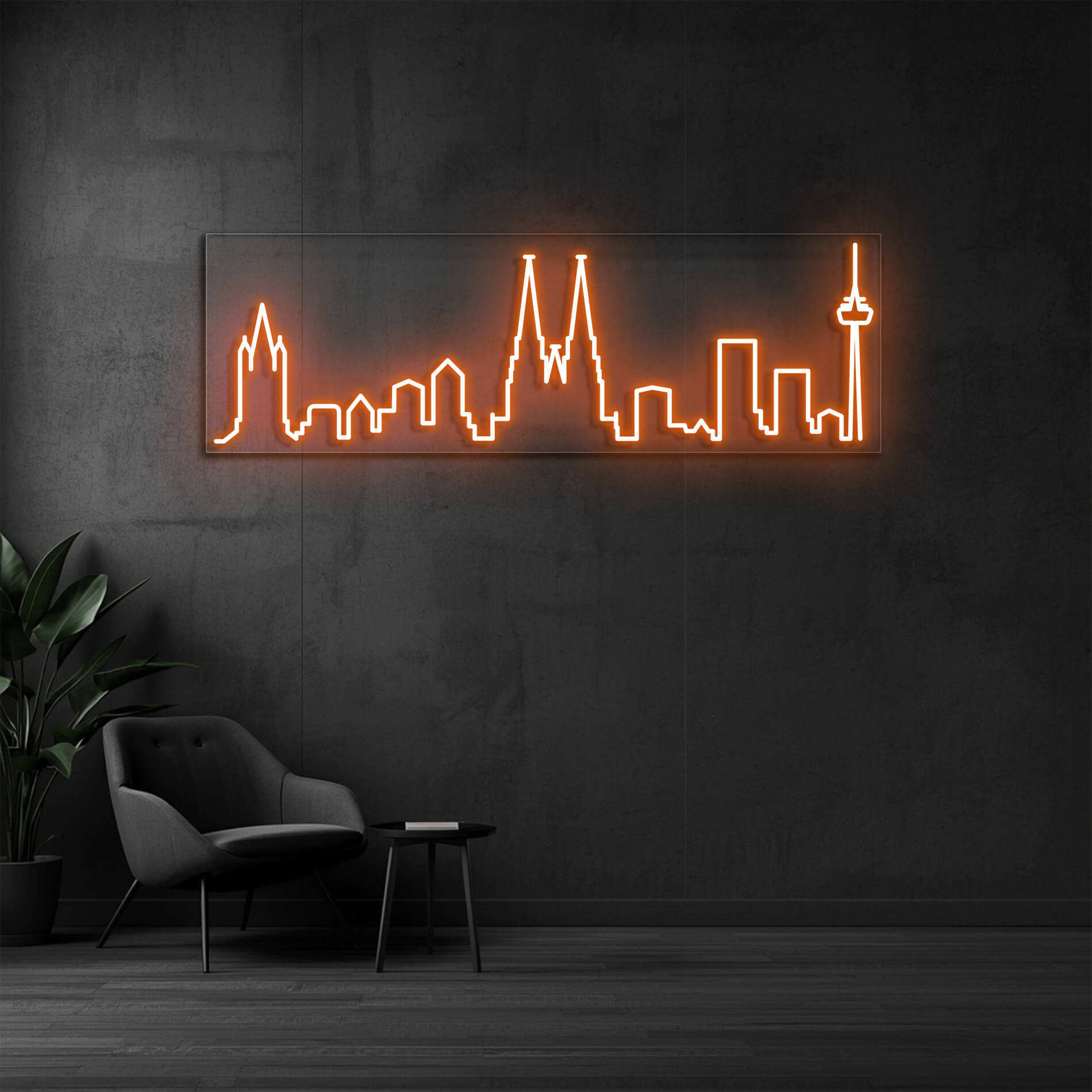 LED Neon Schild Köln in orange als dekorative Neonbeleuchtung für Events und Veranstaltungen