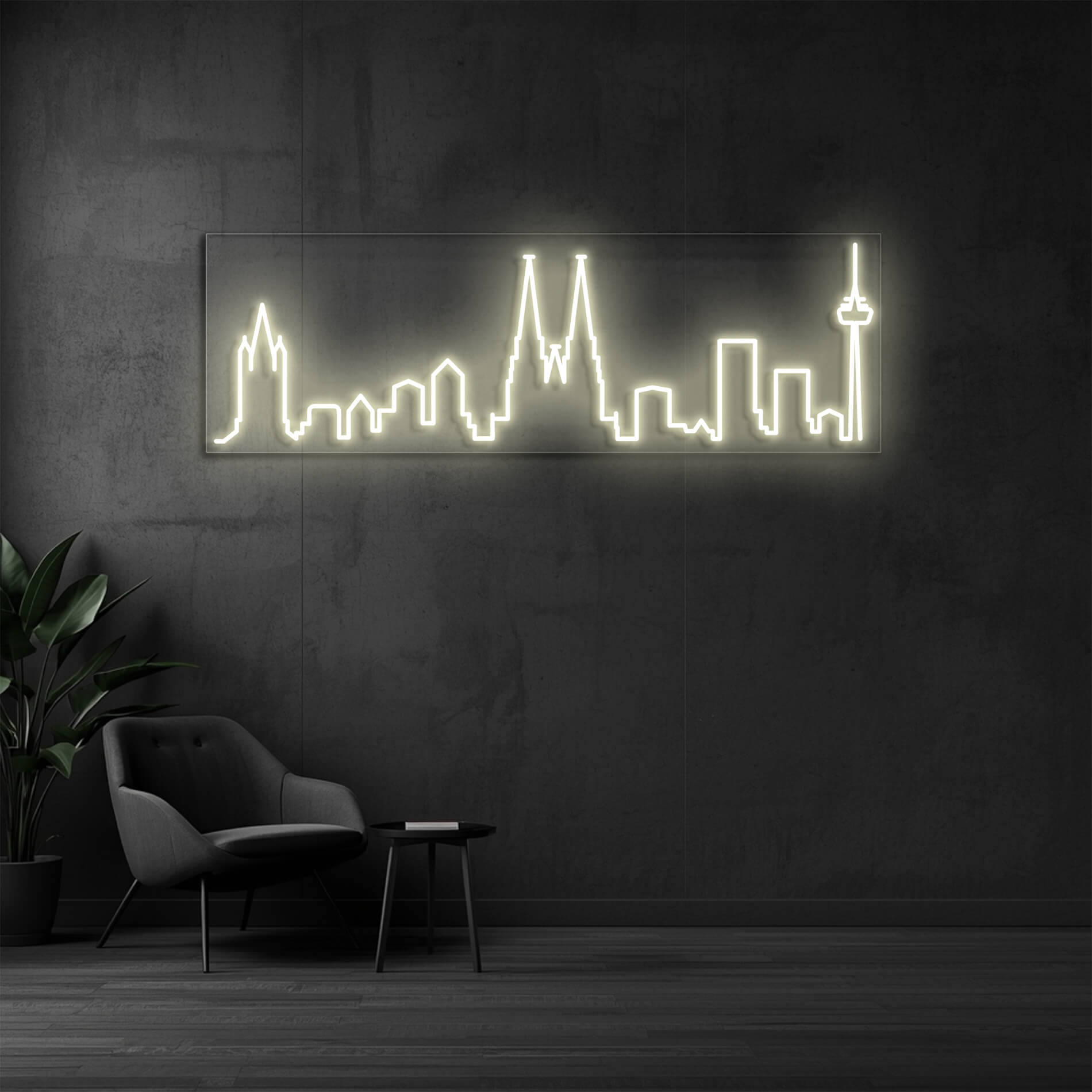 LED Neon Schild Köln in warm weiss als stilvolle Neonbeleuchtung für Büro oder Unternehmen