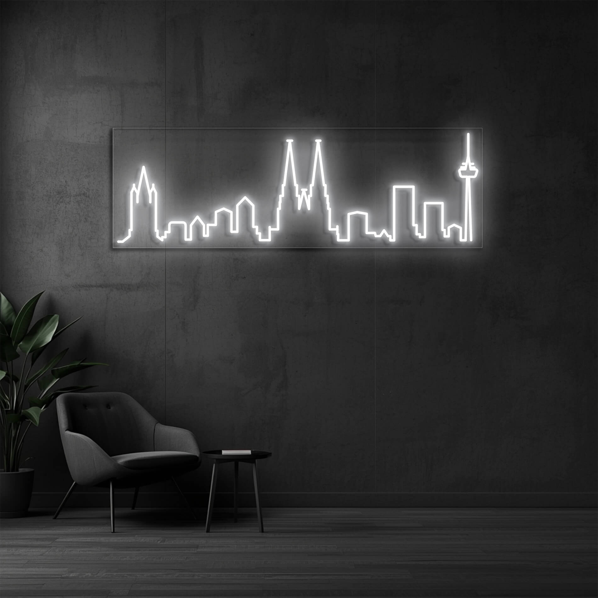 LED Neon Schild Köln in weiss als moderne Köln Wanddeko