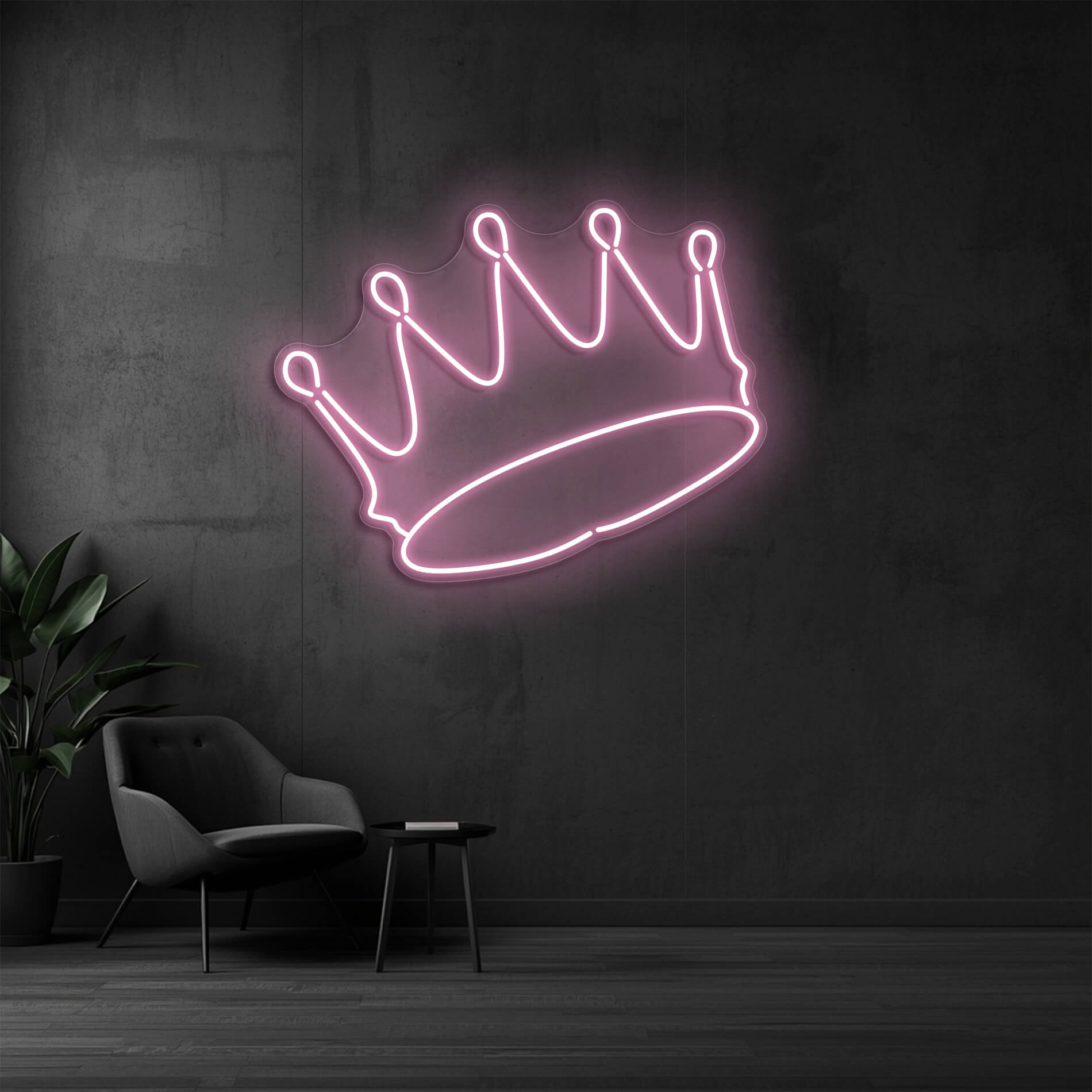 Krone Neon Licht in light-pink als dekorative Beleuchtung für Zimmer oder Gaming Rooms