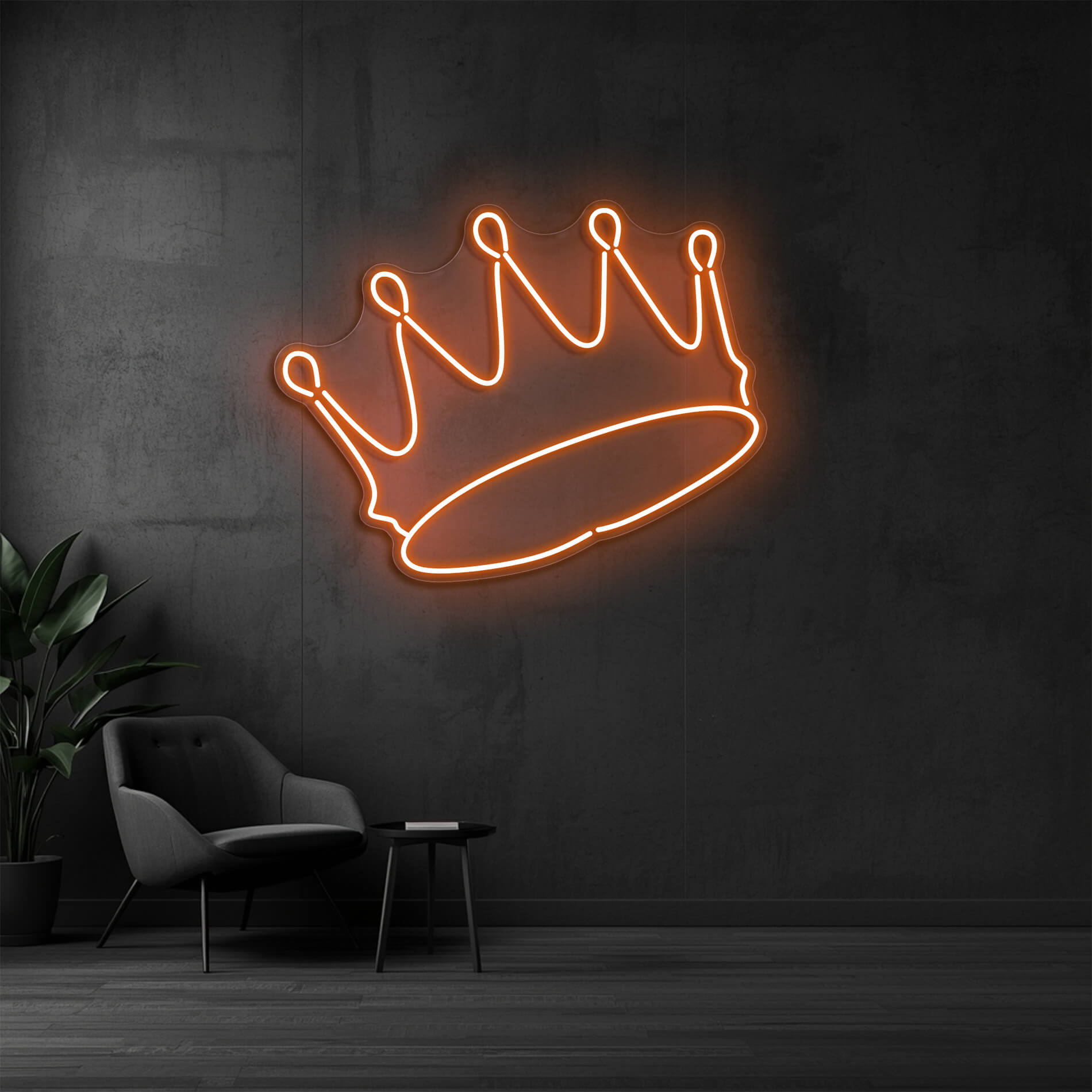 Krone Neon Licht in orange für Gaming Rooms und stylische Zimmer