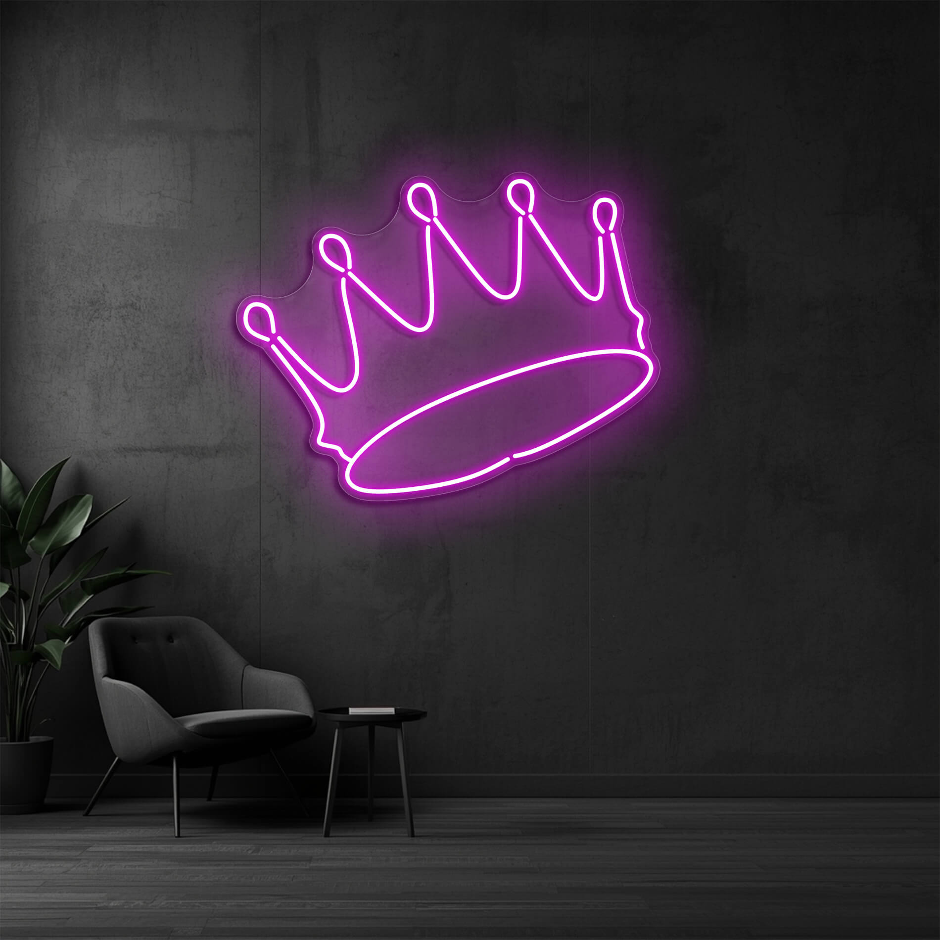 Neon Krone Licht in pink für Beauty Studios und Stylingbereiche