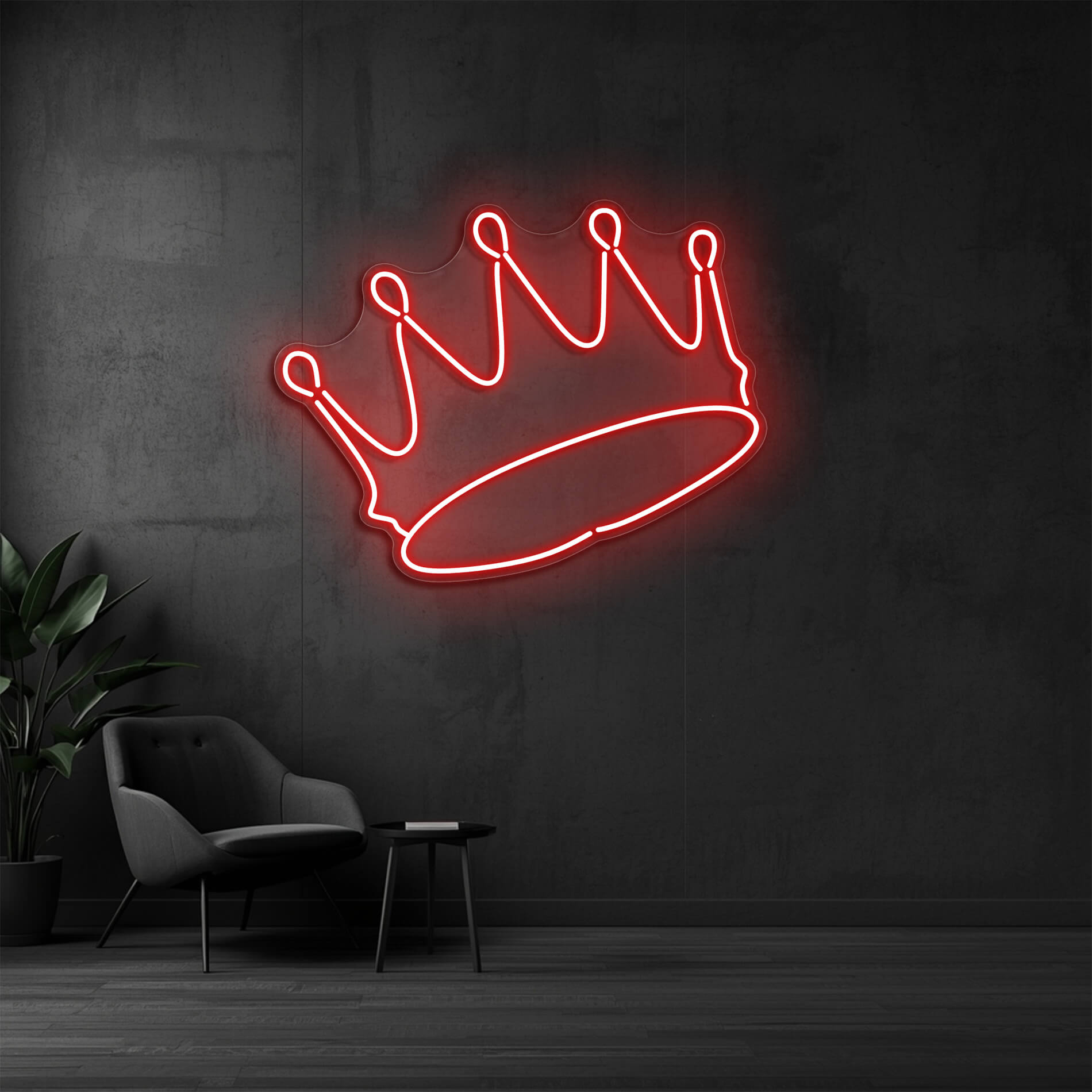 Neon Krone Licht in rot für Beauty Studios und Stylingbereiche