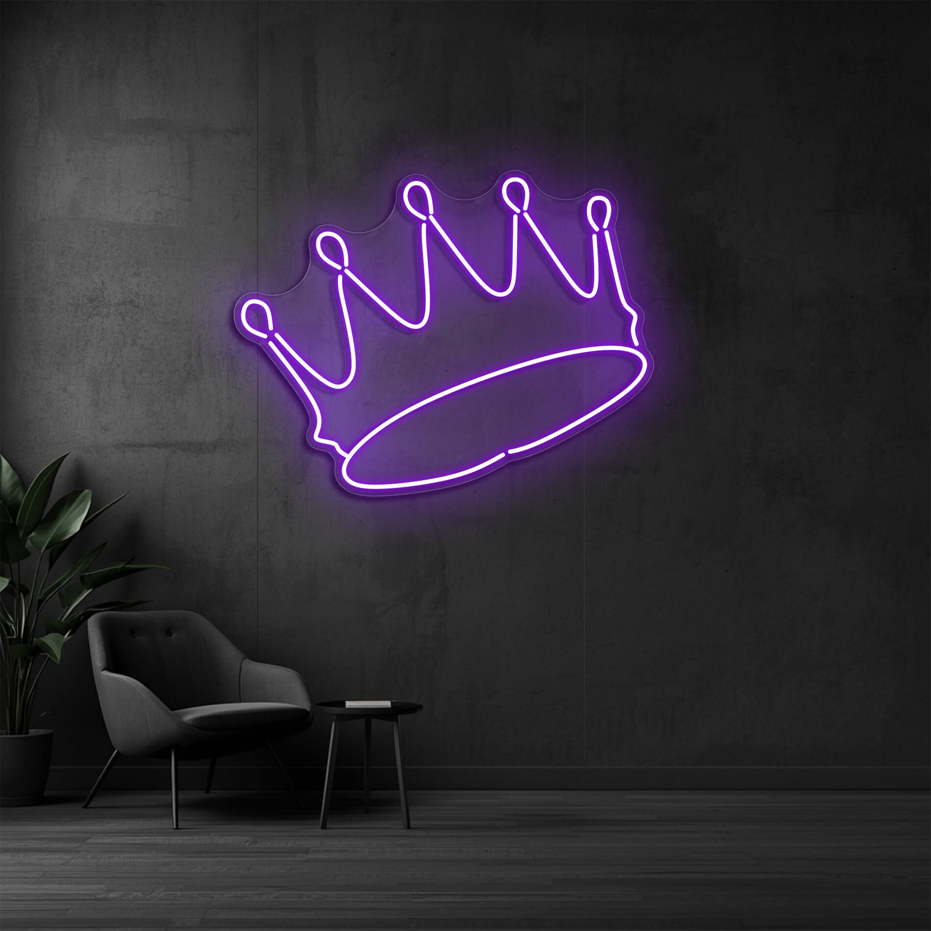 Neon Krone Licht in violett für Events, Fotobereiche und besondere Locations