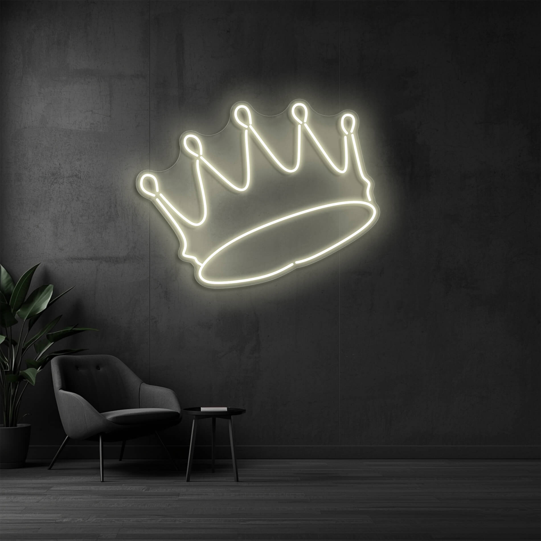 LED Neon Schild Krone in warm-weiss als moderne Wandbeleuchtung für Wohnräume