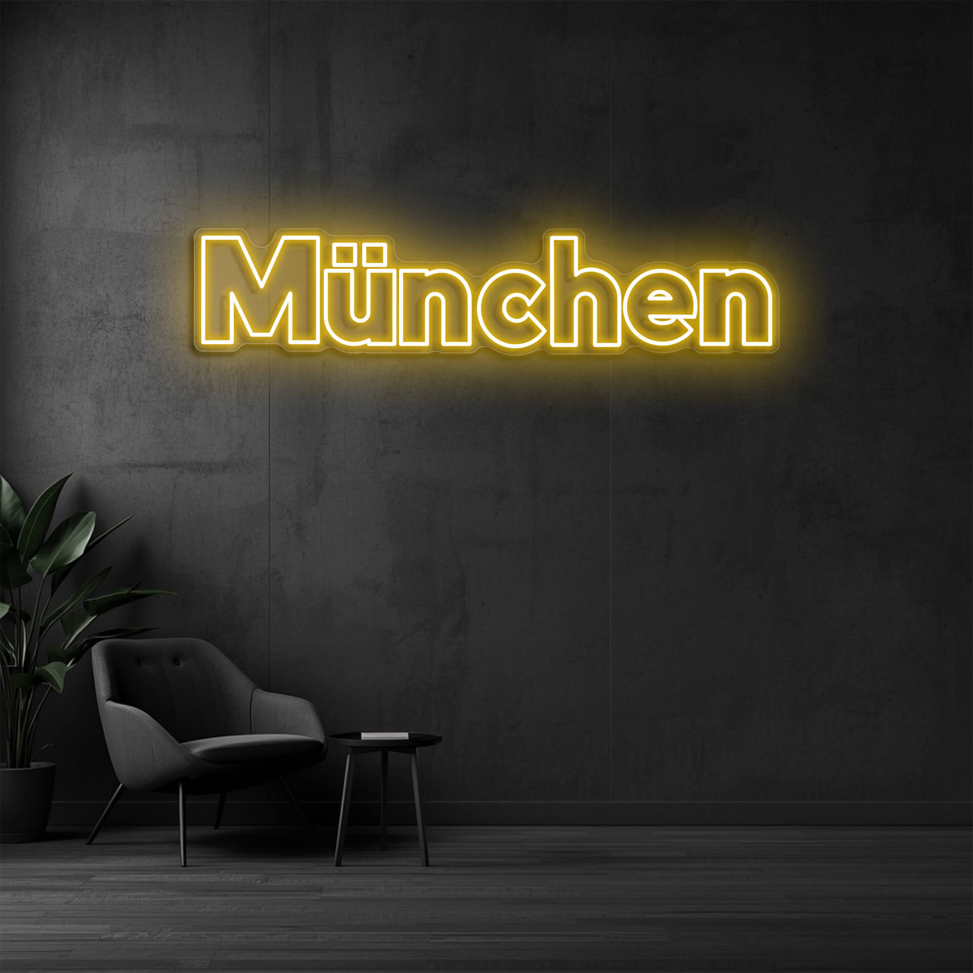 LED Neon Schild München goldgelb für Unternehmen