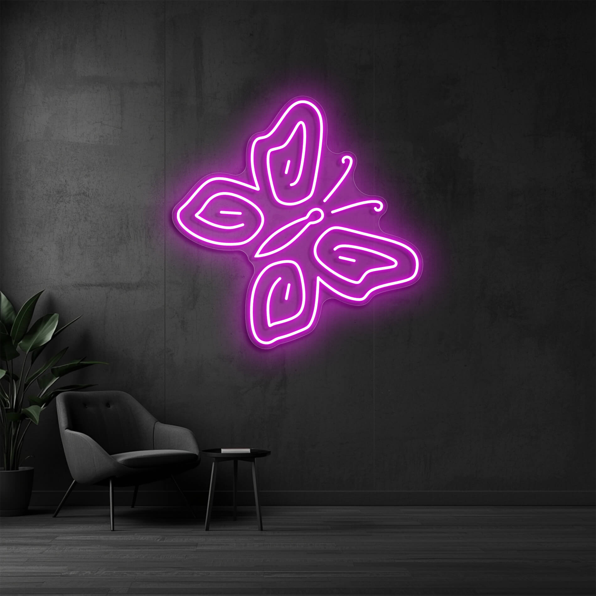 LED Neon Schild Schmetterling in pink als stilvolle Wandbeleuchtung