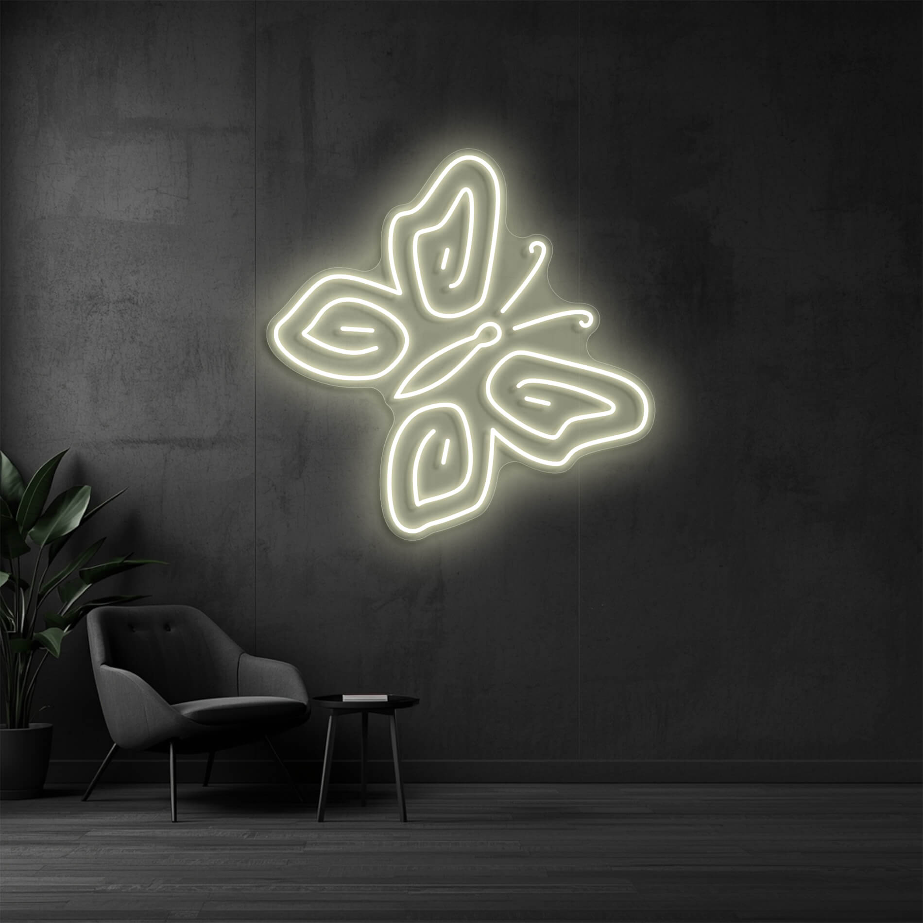 LED Neon Schild Schmetterling in warm-weiss als dekoratives Neonlicht für Events