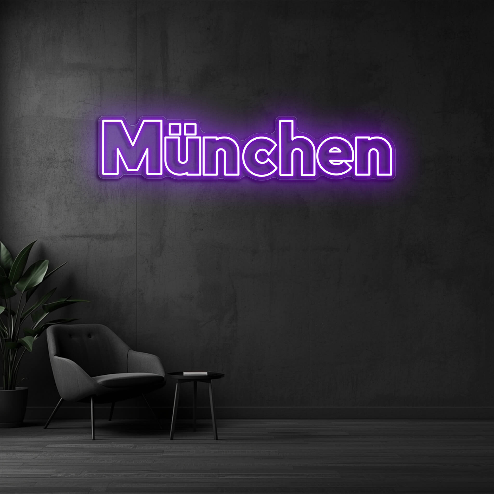 LED Neonschild München violett für Geschäfte