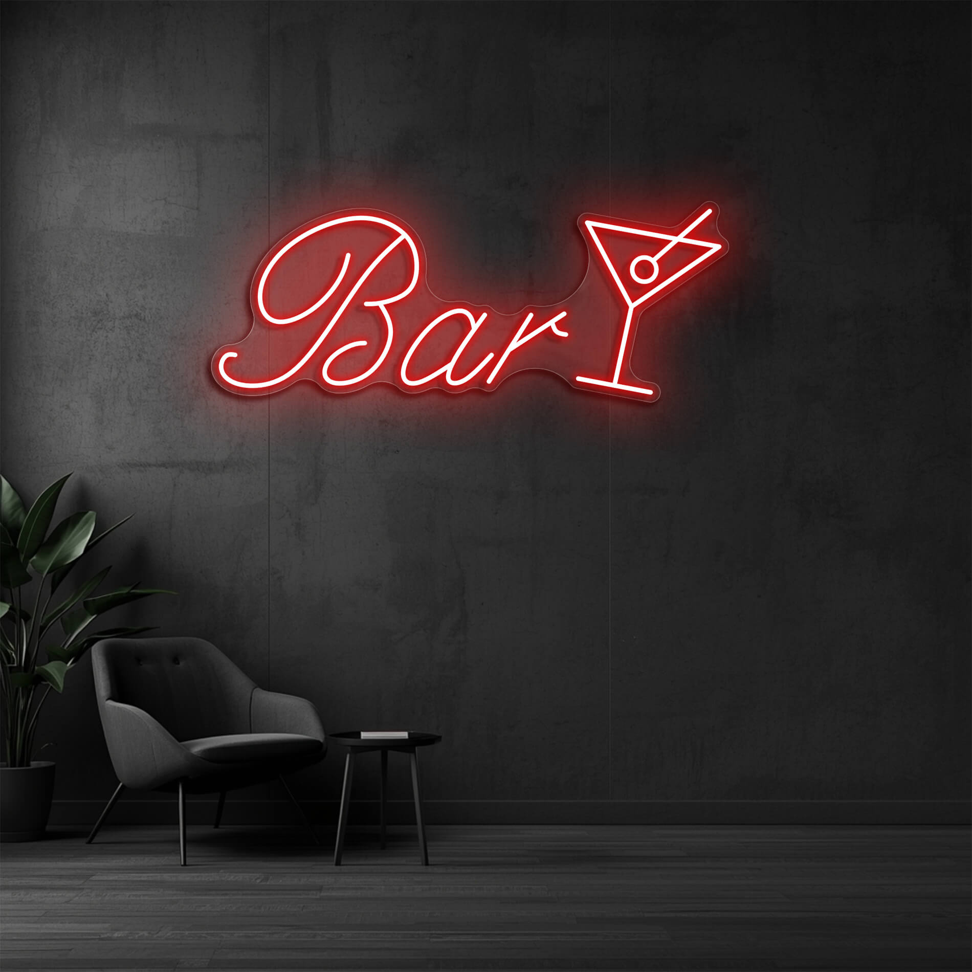LED Schild Bar mit Cocktailglas in rot als Neonbeleuchtung für Gastronomie und Bars