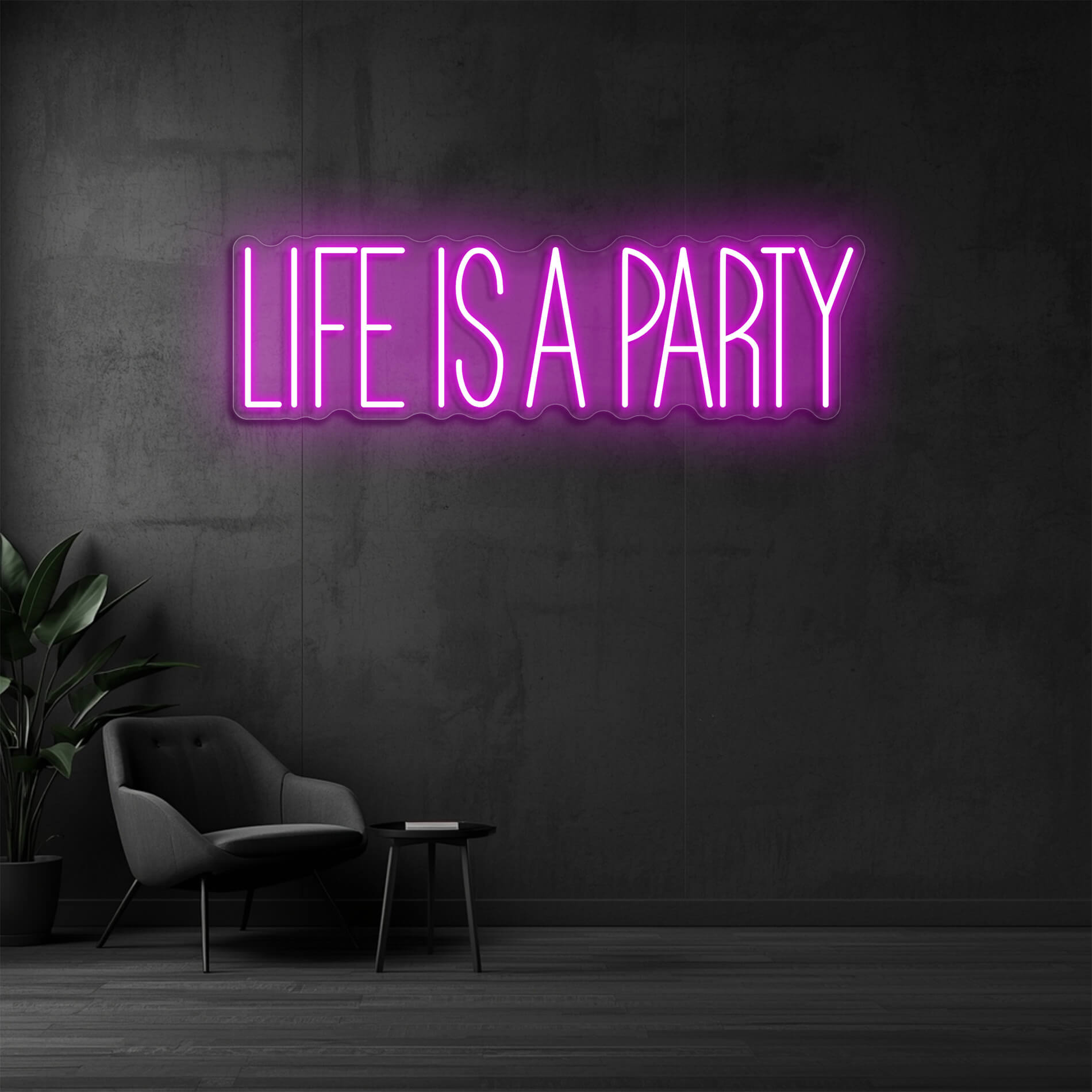 Life Is A Party LED Neon pink als Eventbeleuchtung