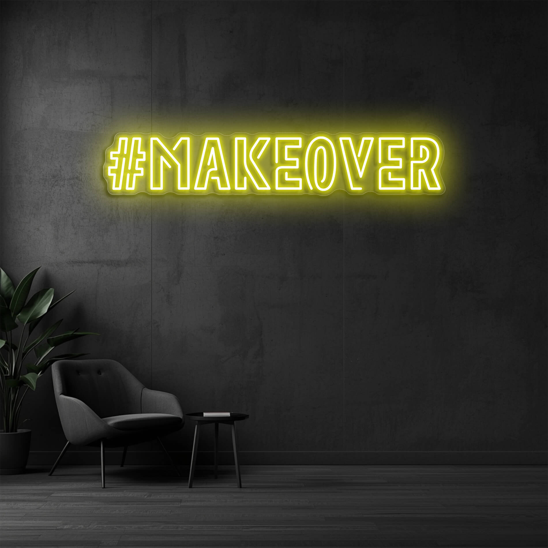 #MAKEOVER Beauty Neon Schild gelb für Spa Bereiche