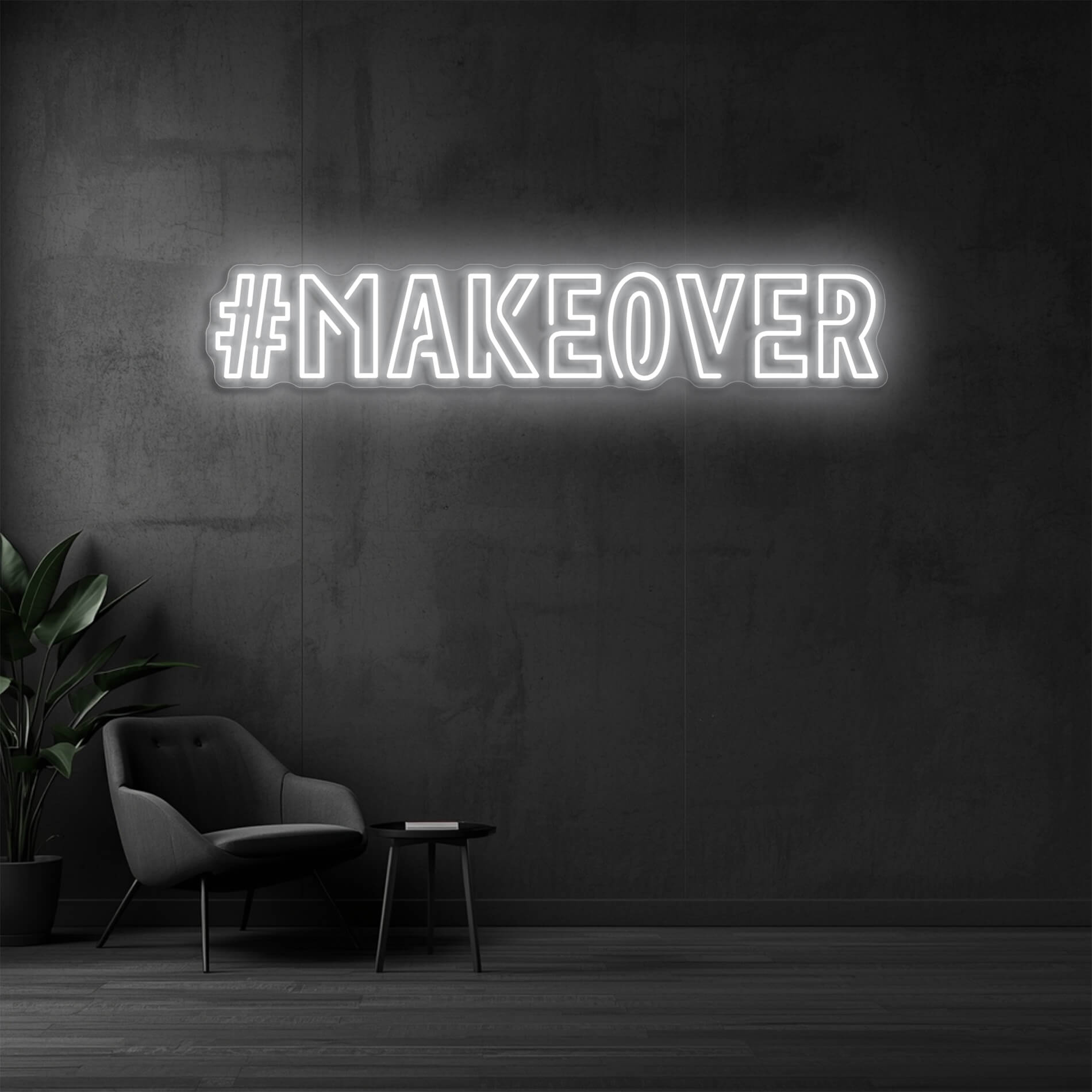 #MAKEOVER Beauty Neon Schild weiss für Kosmetikstudios