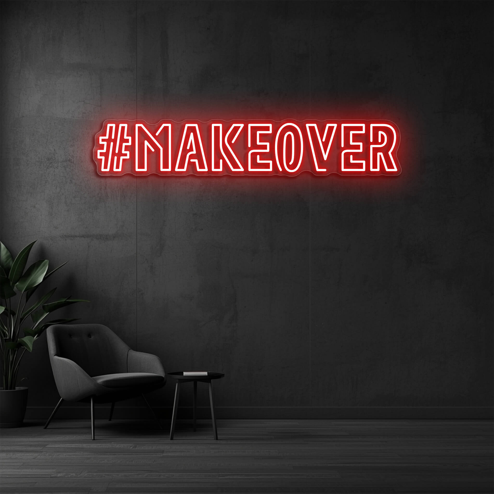 #MAKEOVER LED Neon Schild rot für Make-up Studios
