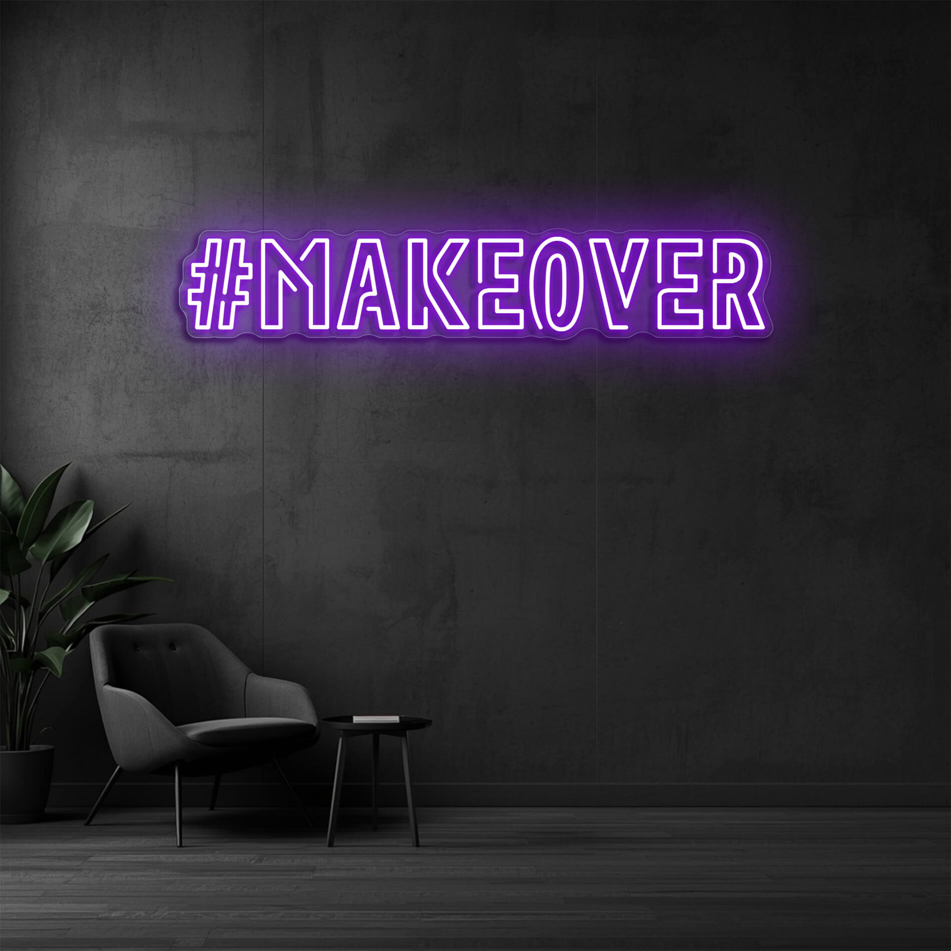 #MAKEOVER Neon Schild violett für Kosmetikstudios