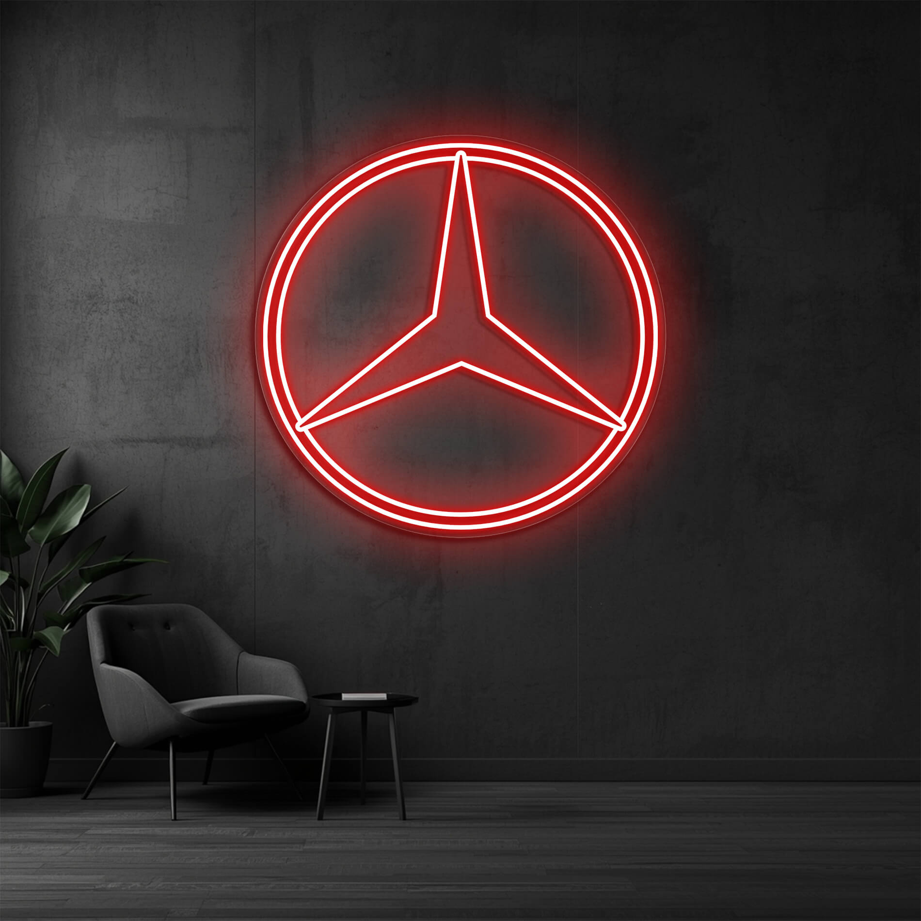 Mercedes LED Schild rot als auffällige Dekoration für Auto Bereiche