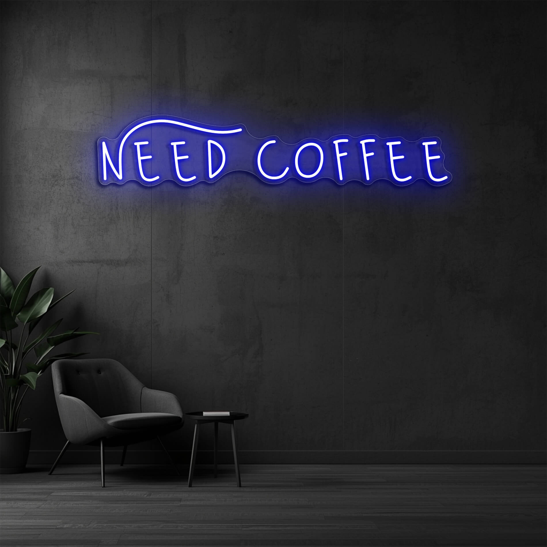 Need Coffee LED Café Schild blau für Coffee Shops