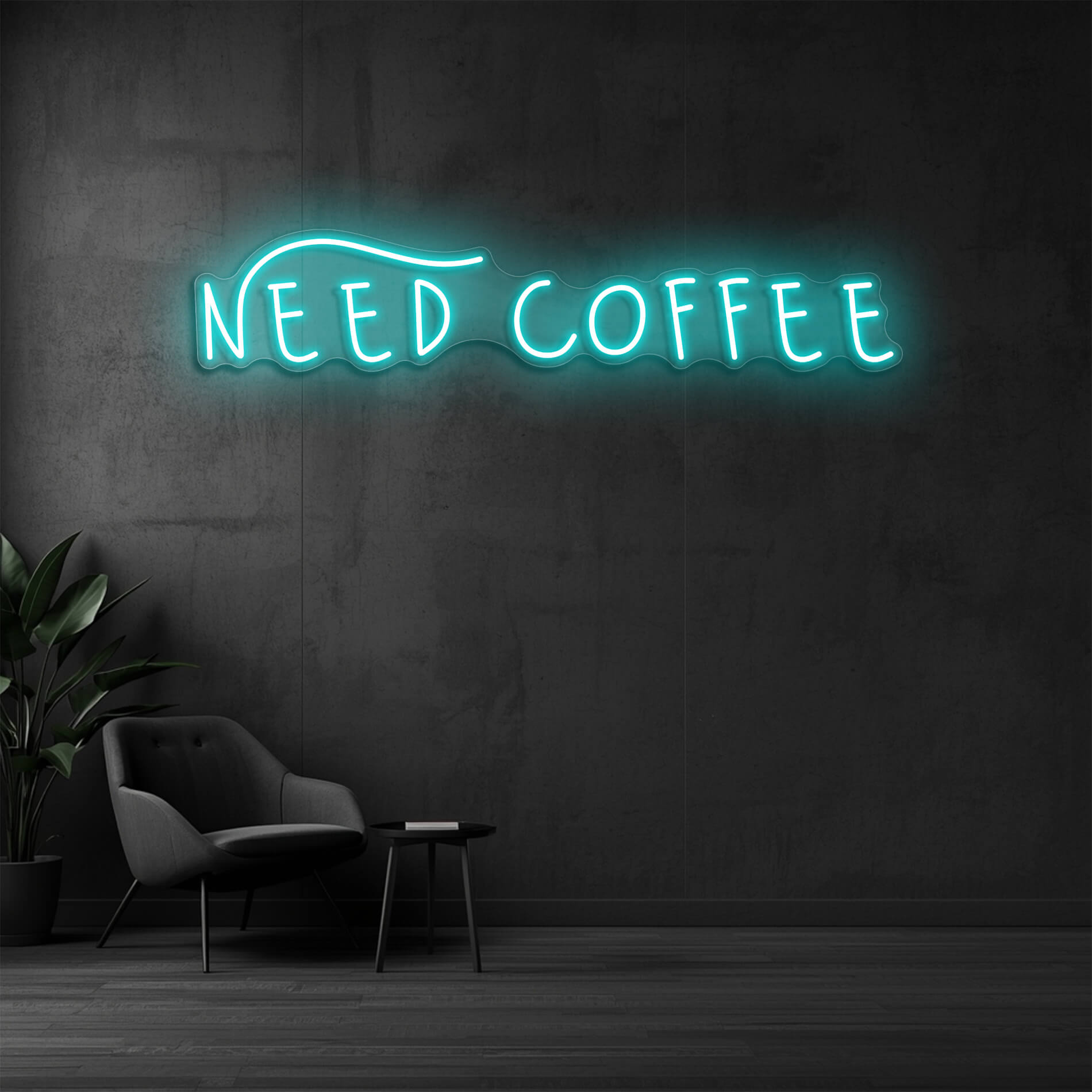 Need Coffee LED Schild Café eisblau für Cafés