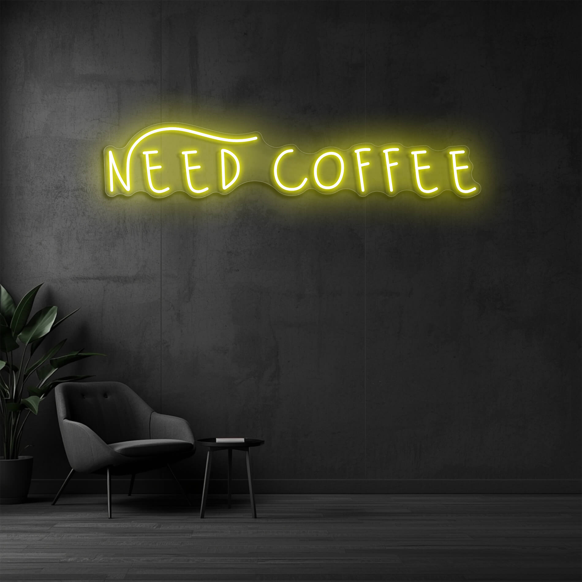 Need Coffee LED Schild Café gelb für Kaffeebars
